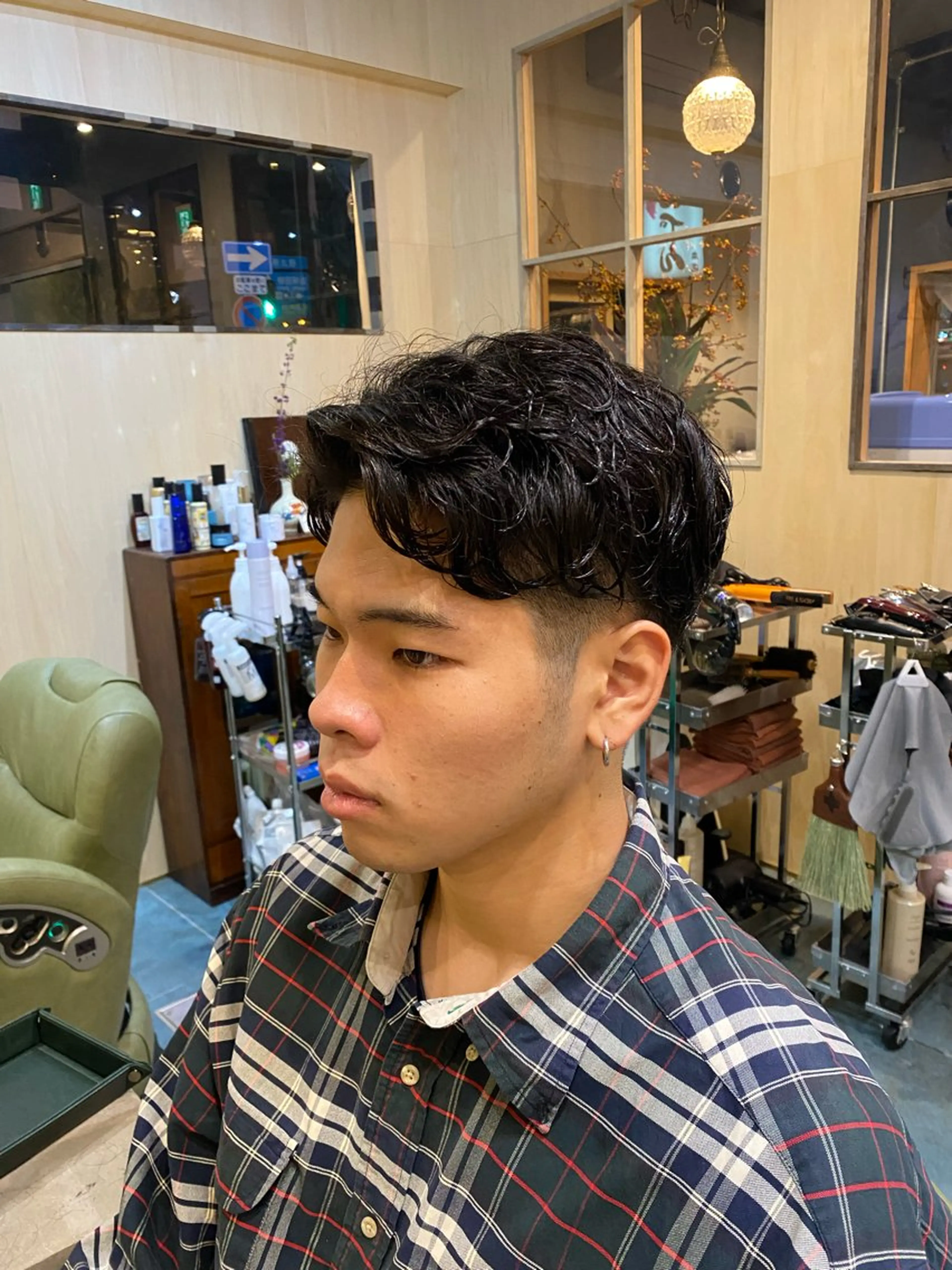 ミディアム パーマ メンズ ミディアムパーマ メンズパーマ ツーブロック メンズカット/パーマ 福島区SOSOのヘアスタイル