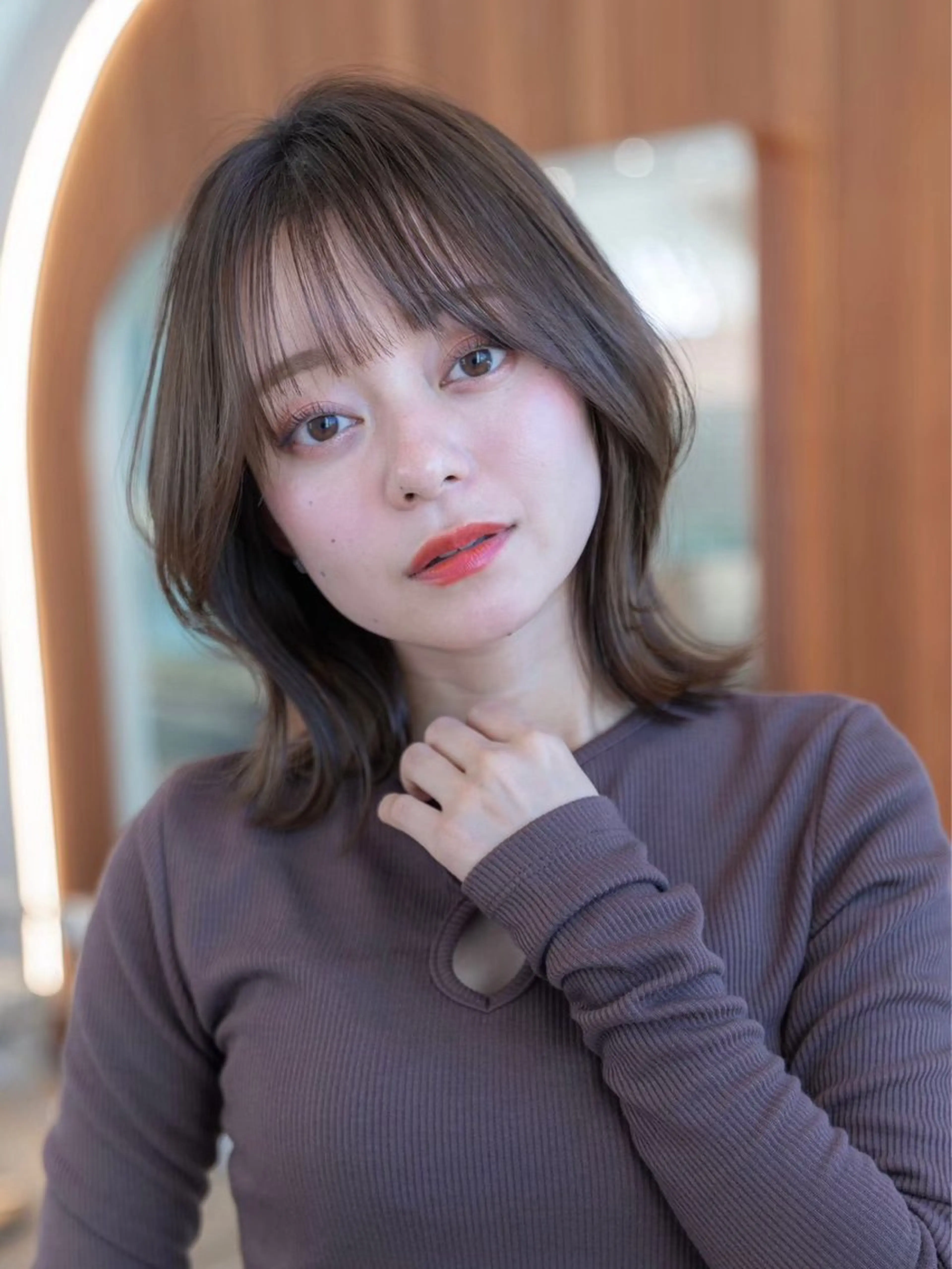 ミディアム カラー カット ヘアカラー トリートメント 渋谷/レイヤーボブ・ 韓国ボブ特化/楓のヘアスタイル