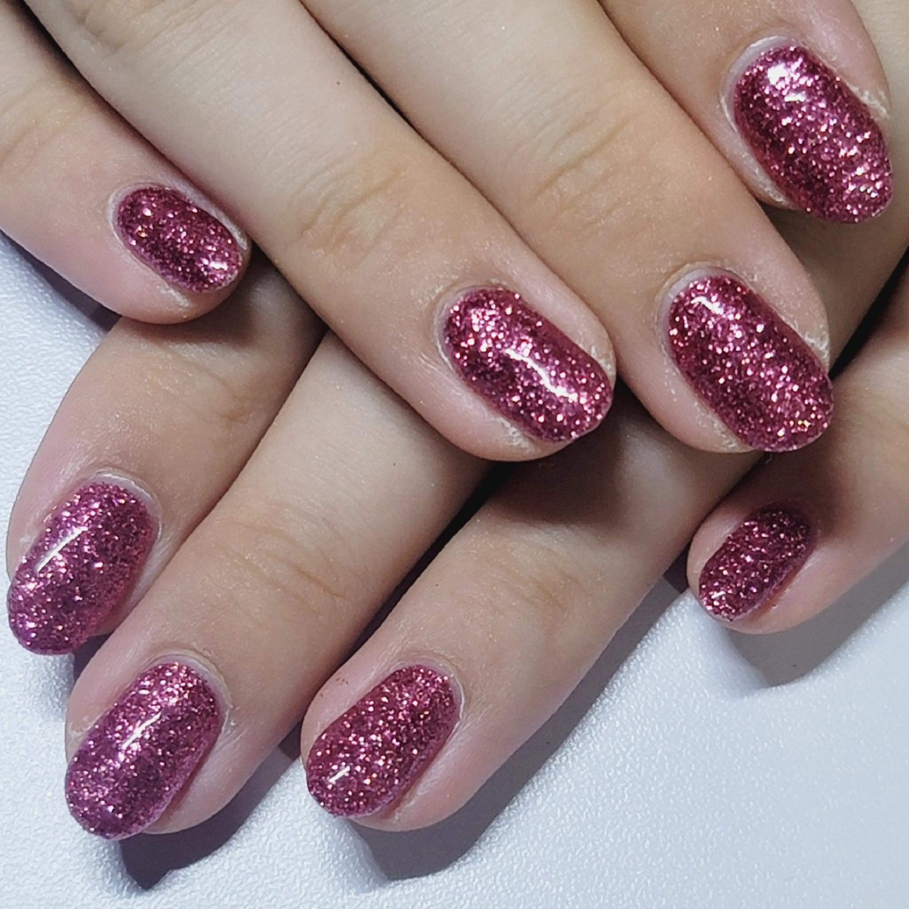 ネイル ラメ(グリッター) ワンカラーネイル ピンク ハンドネイル よしだ ひろきのネイルデザイン