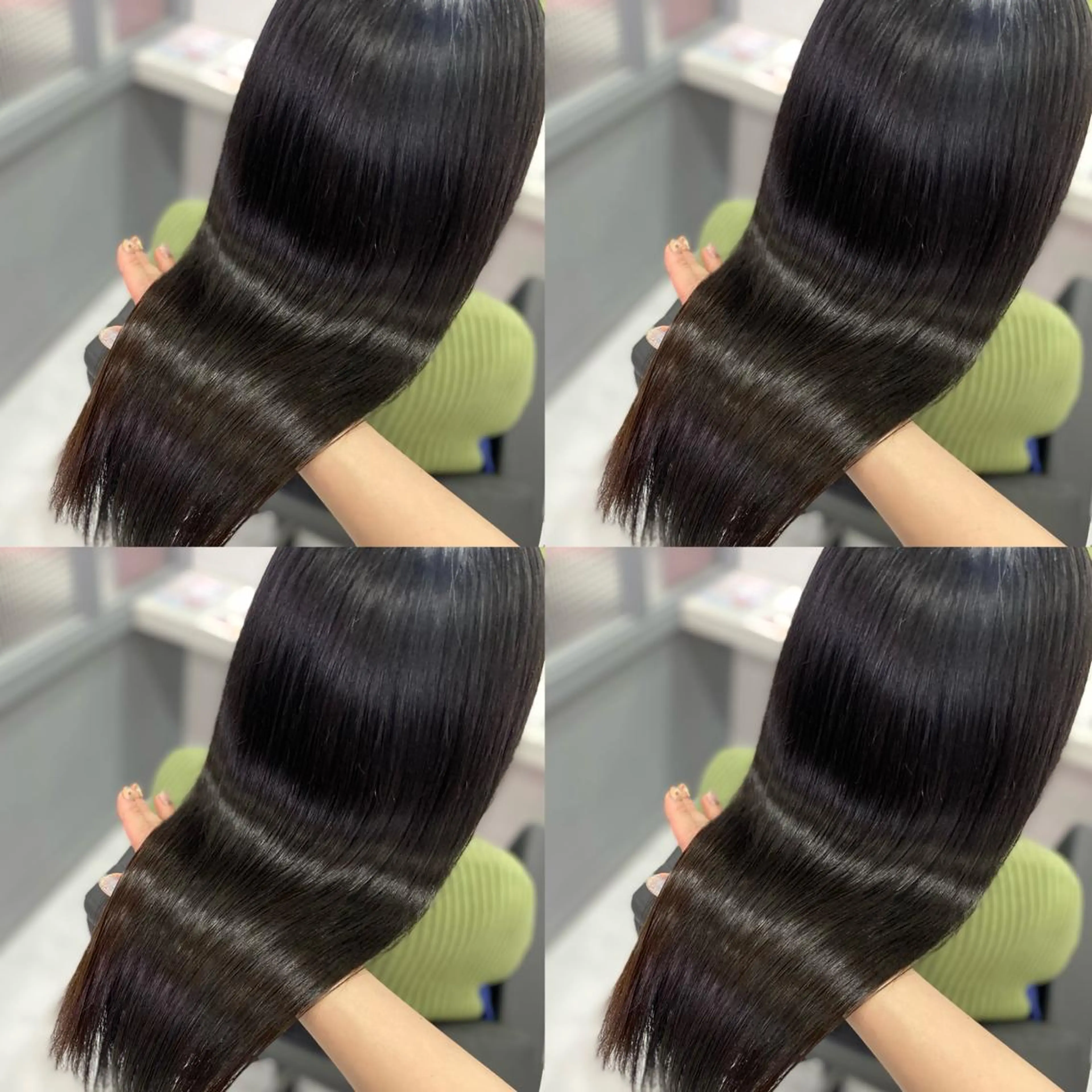 セミロング カラー 黒髪 ブルーカラー ブルーブラック カット ヘアカラー 髪質改善×矯正🫧 韓国ヘアasamiのヘアスタイル