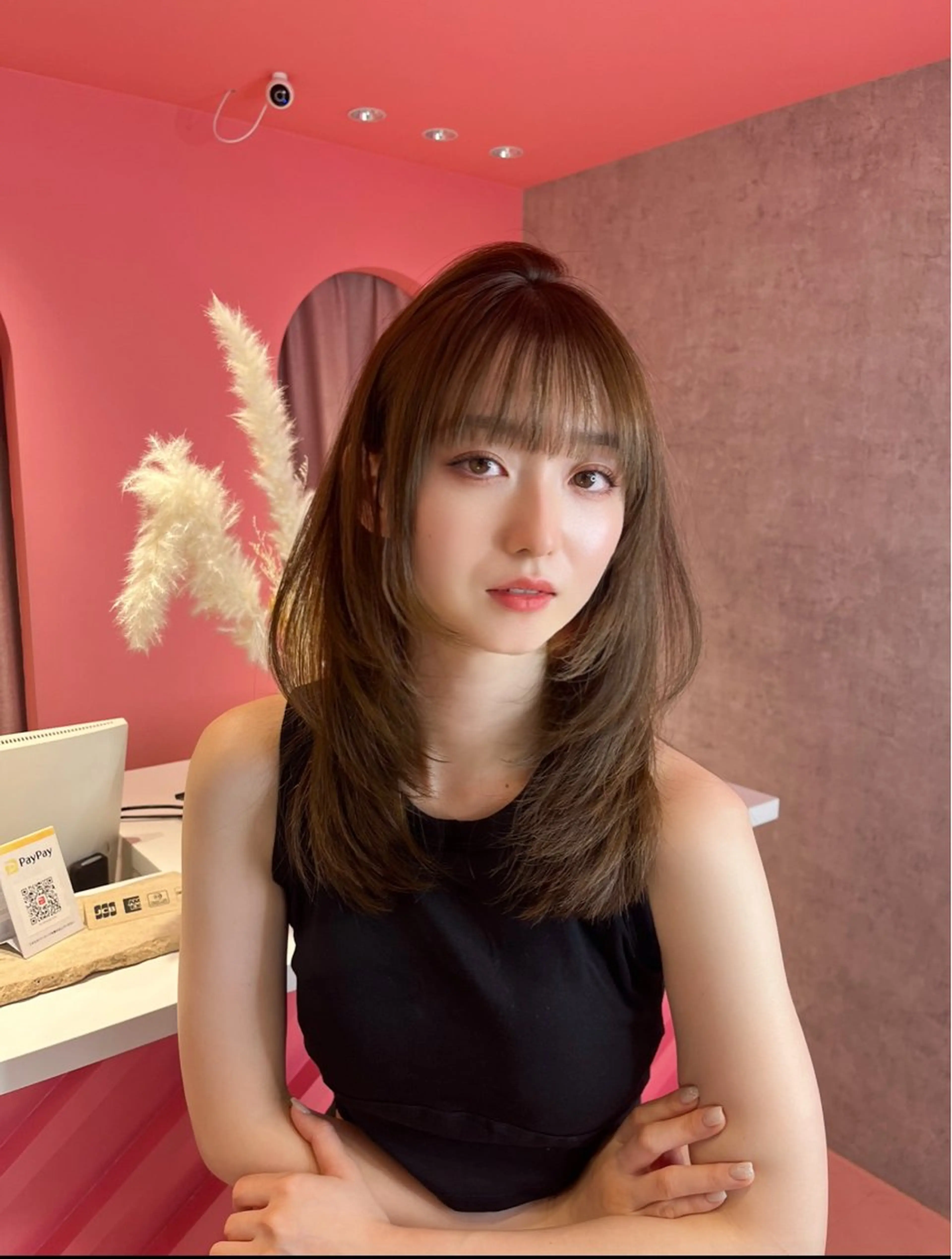 ミディアム カラー 山崎/ボブ縮毛矯正 レイヤー髪質改善のヘアスタイル