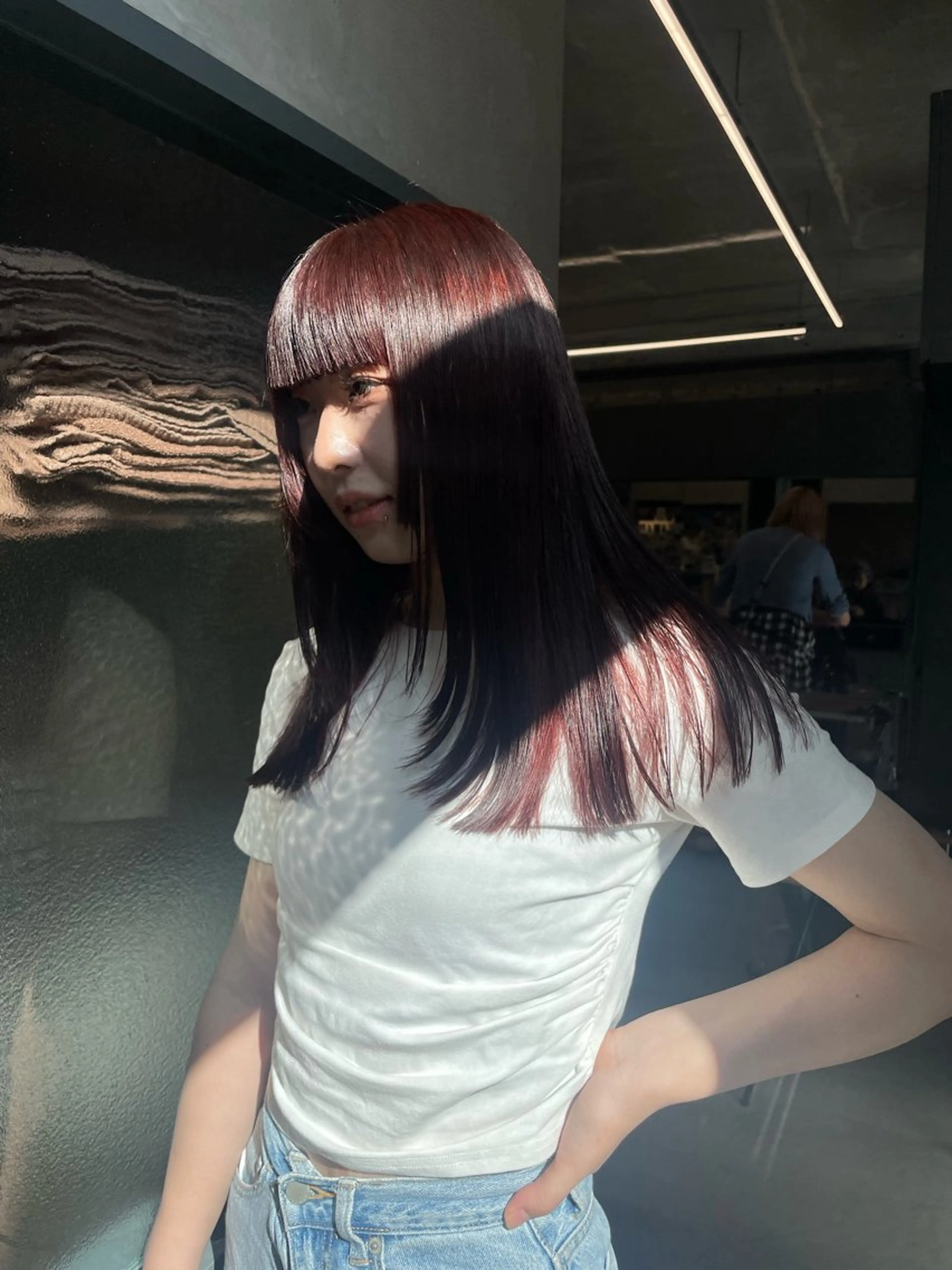 ミディアム カット ヘアカラー 佐伯 和佳のヘアスタイル