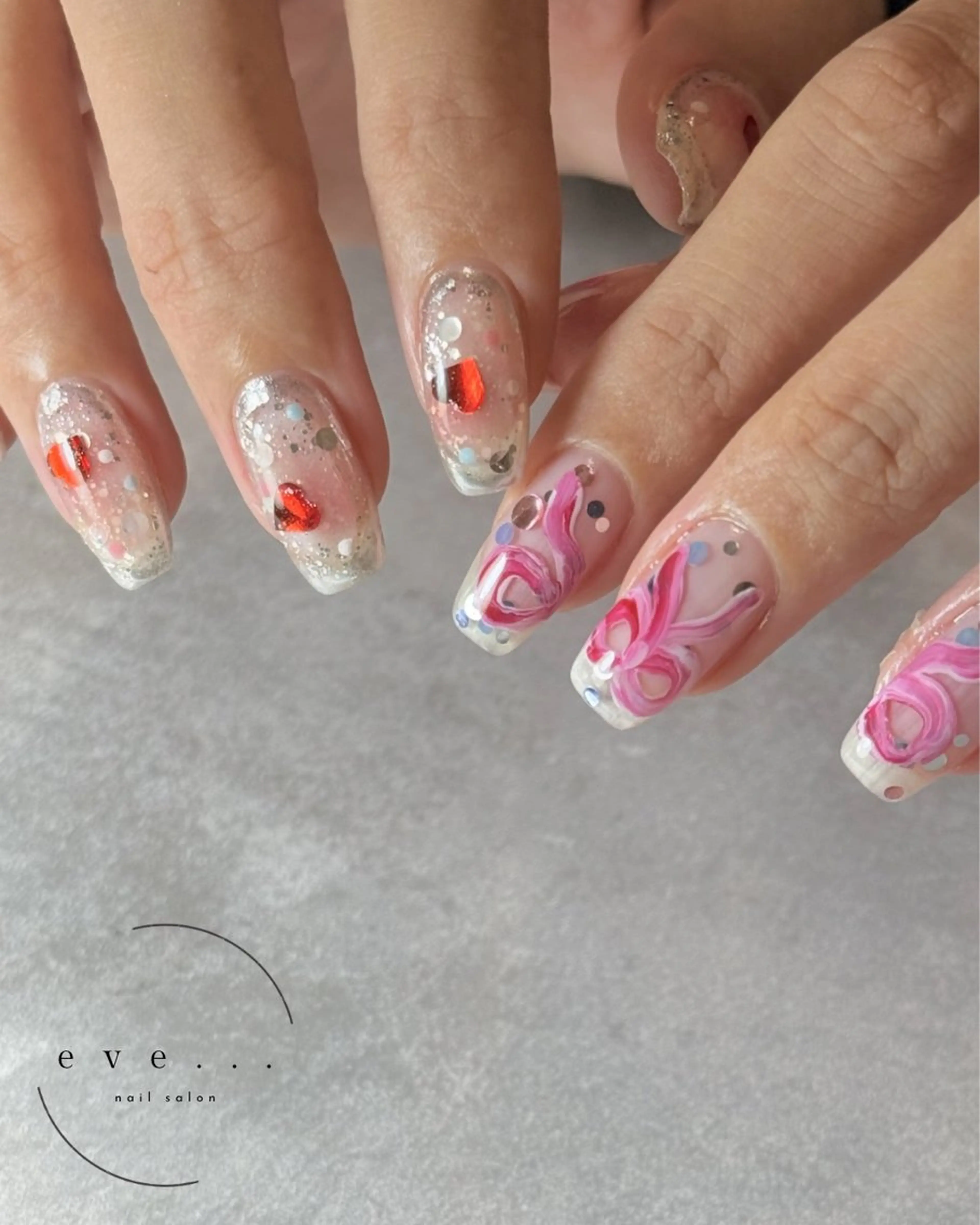ネイル ピンク 春ネイル ハンドネイル nail salon eve...のネイルデザイン