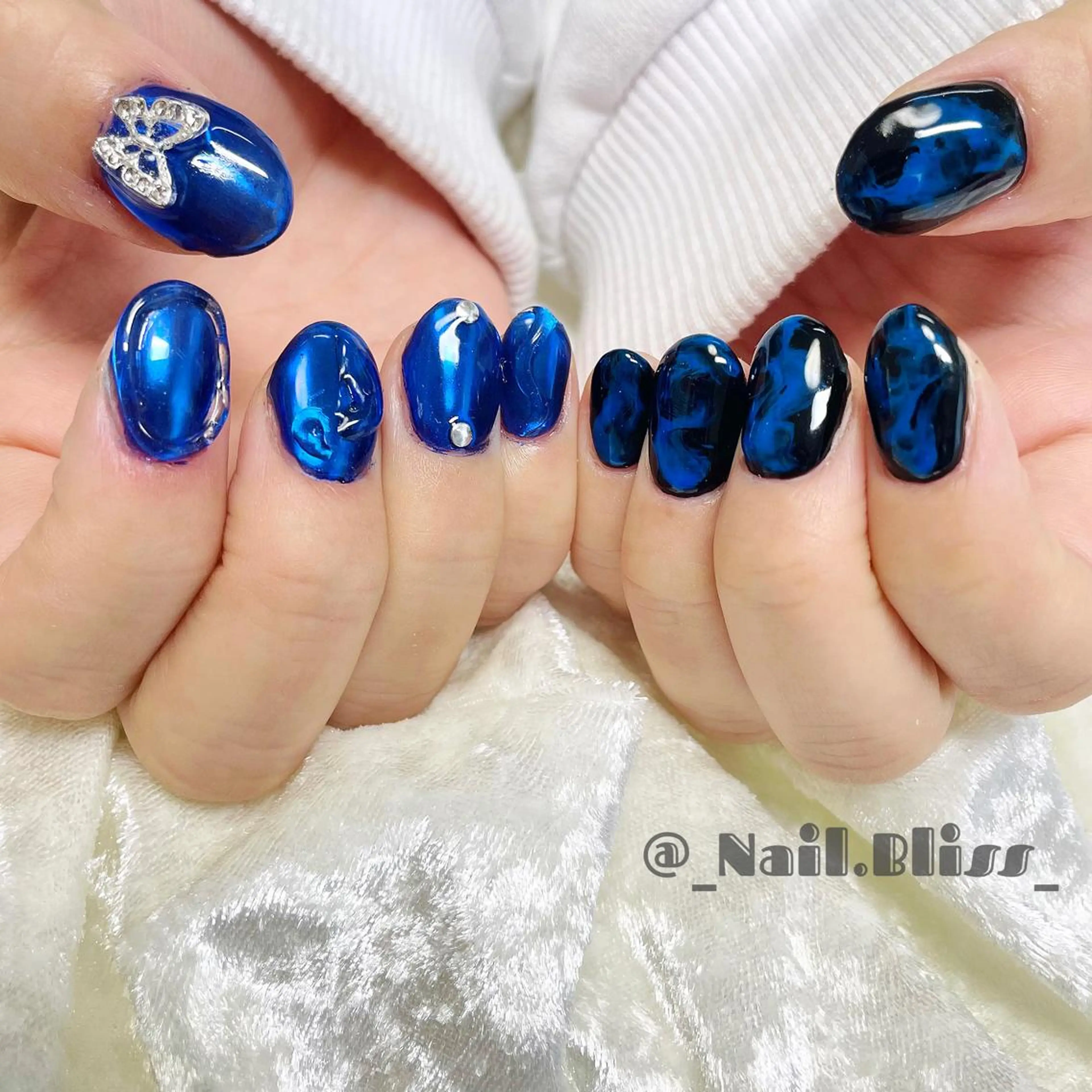 ネイル 大理石ネイル(マーブル) ミラーネイル ハンドネイル NAIL BLISSのネイルデザイン