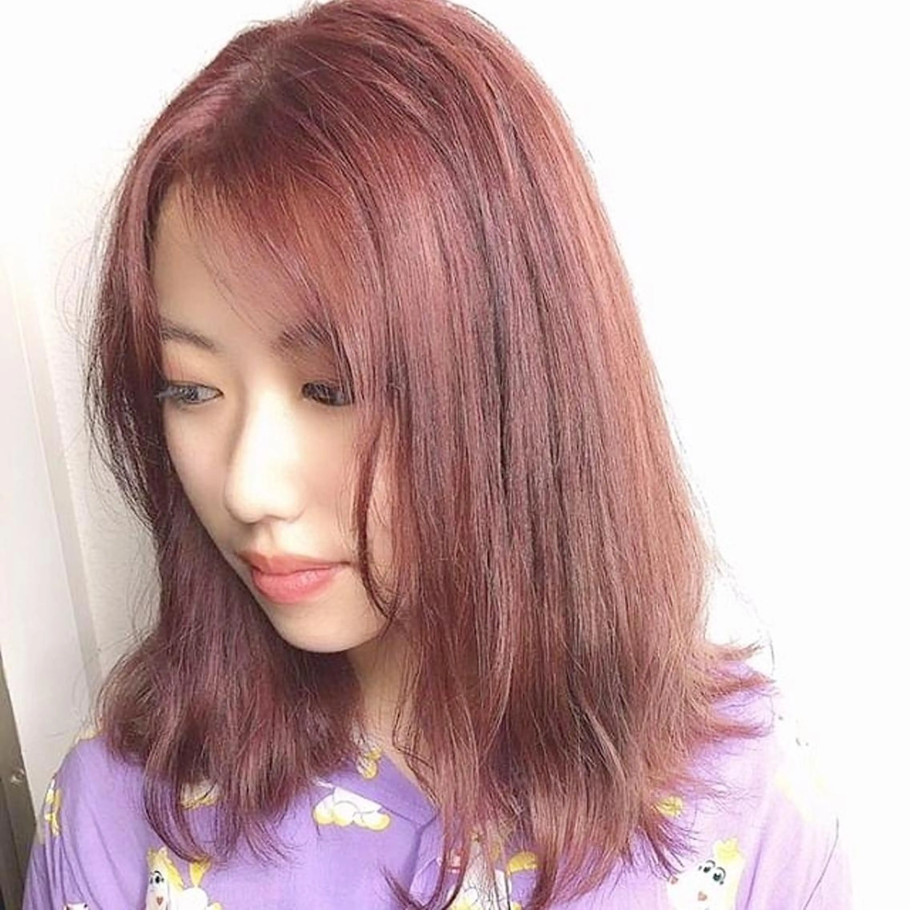 ミディアム カラー ヘアアレンジ ピンクカラー バイオレットカラー カット ヘアカラー 竹内啓太 ボブのヘアスタイル