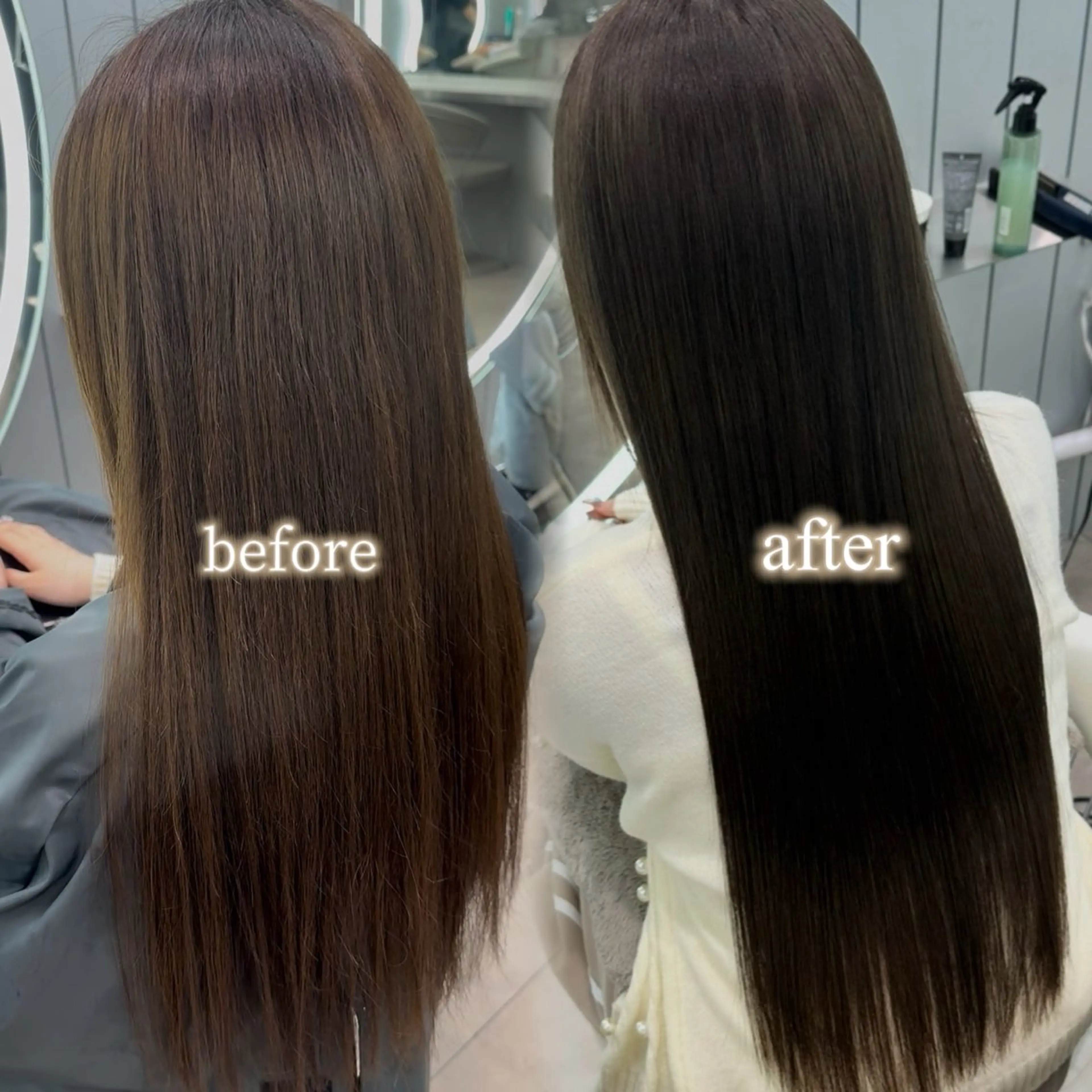 セミロング カット ヘアカラー 縮毛矯正 ブリーチなしW🎀 髪質改善／はのんのヘアスタイル