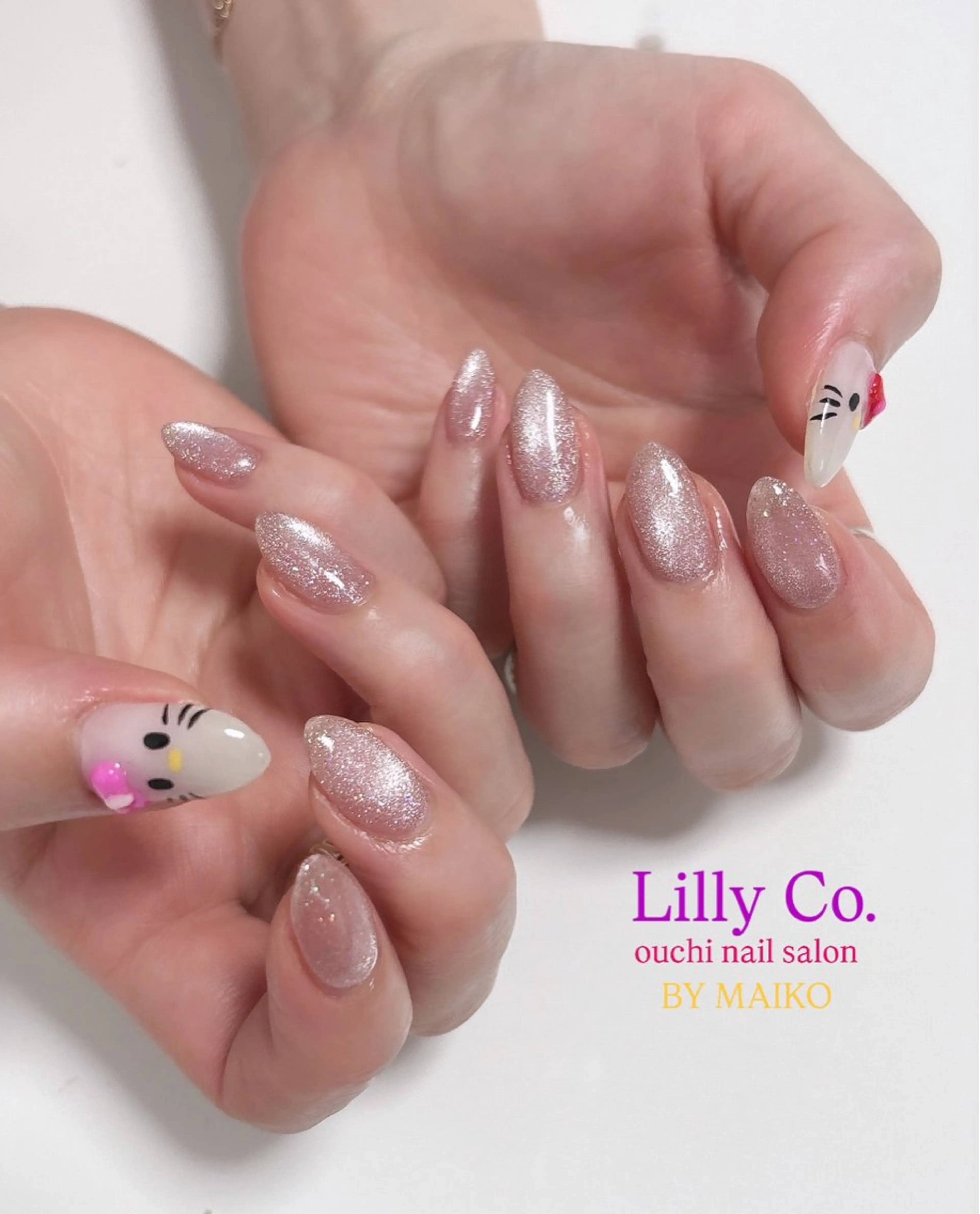 ネイル フラッシュネイル フラッシュマグ ピンク ハンドネイル ハンドケア Lilly Co.のネイルデザイン