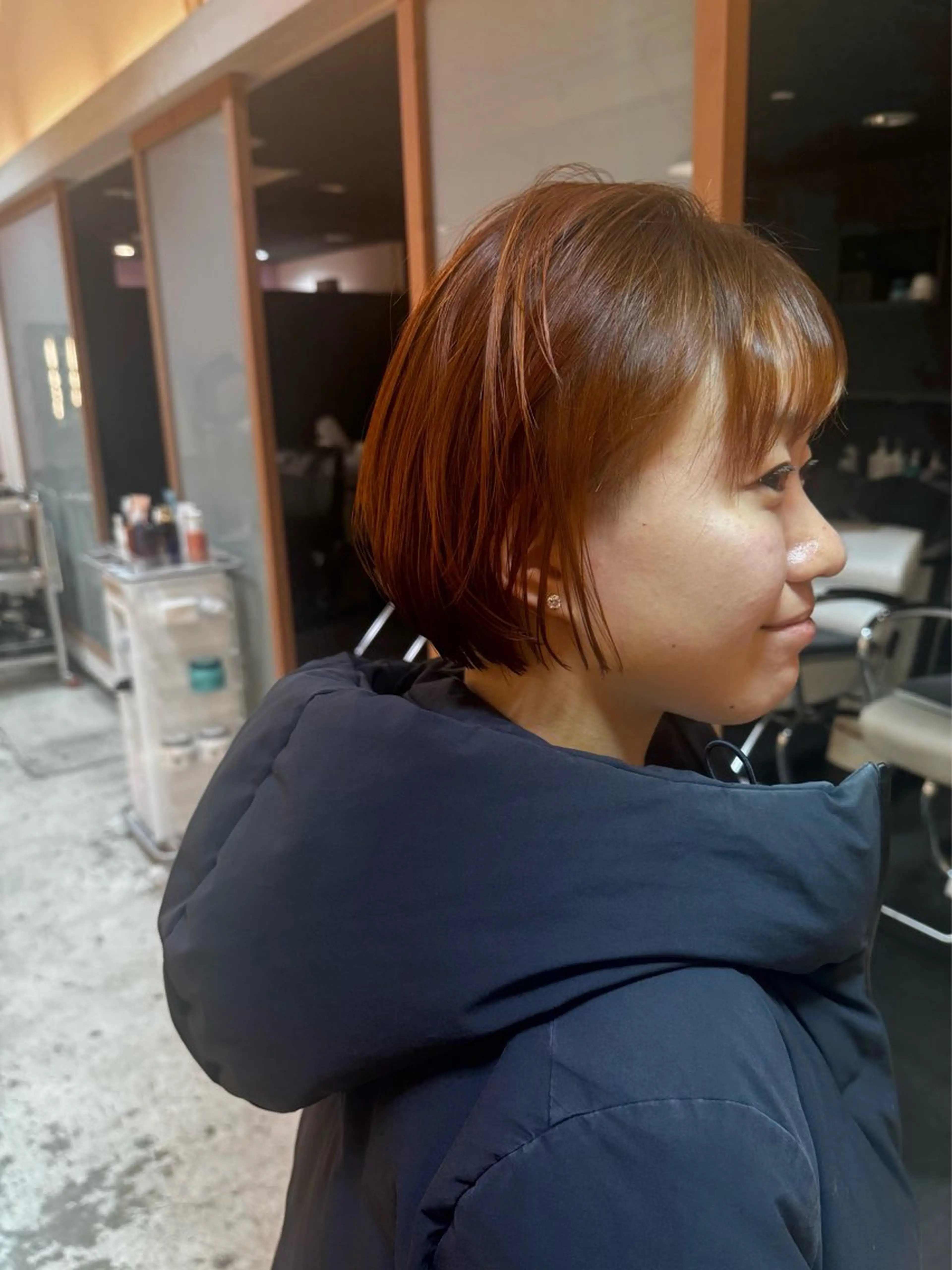 ショート タツキ／レイヤー／ パーマ／艶カラーのヘアスタイル