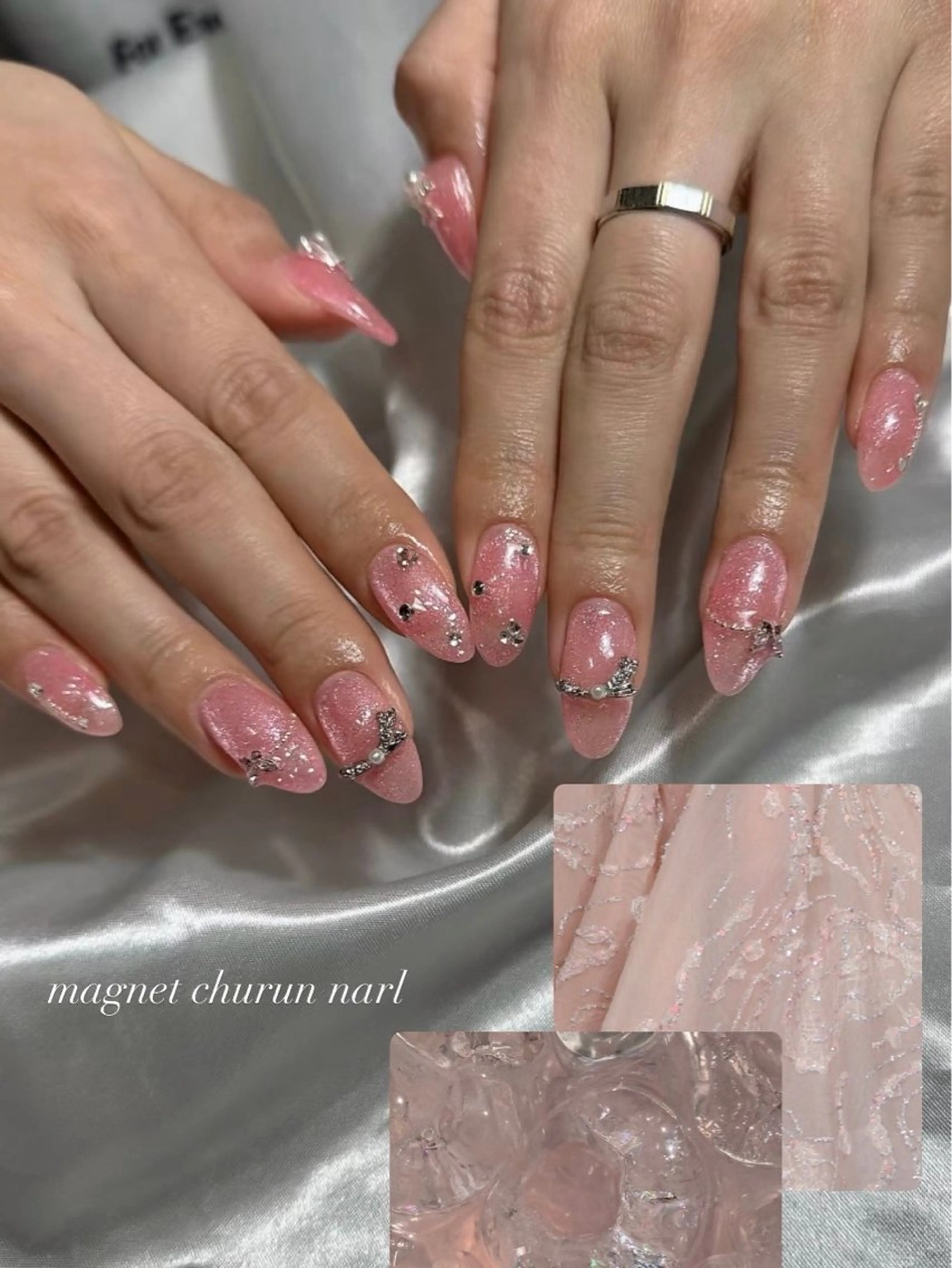 ネイル 韓国ネイル ワンホンネイル ハンドネイル tsuki🎀ワンホ ン🍒ガーリー🪄のネイルデザイン