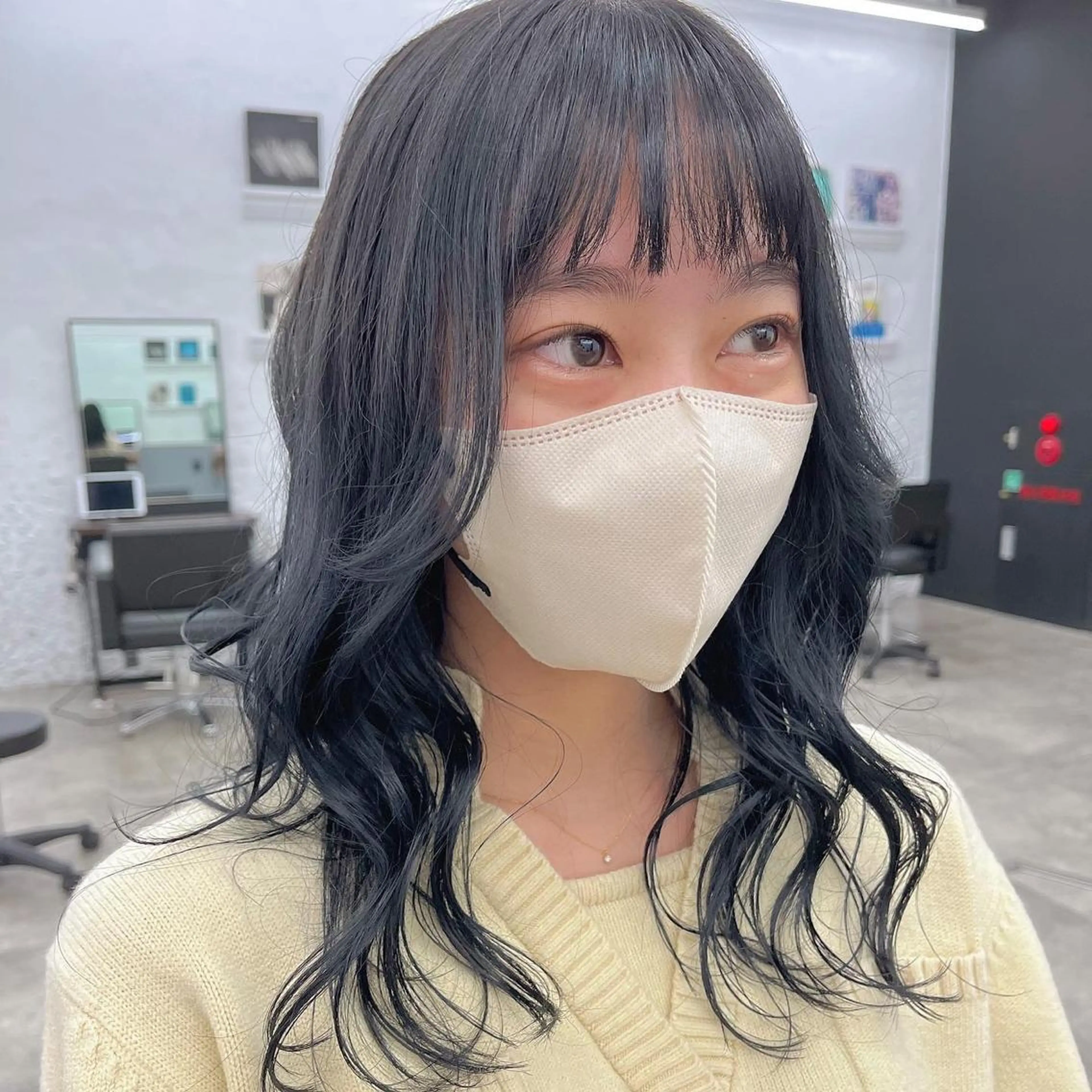 セミロング カラー 透明感カラー ハイライトカラー ネイビーカラー ハイライト 🌱ボブ/レイヤー/ ベージュ/あやみ✨のヘアスタイル