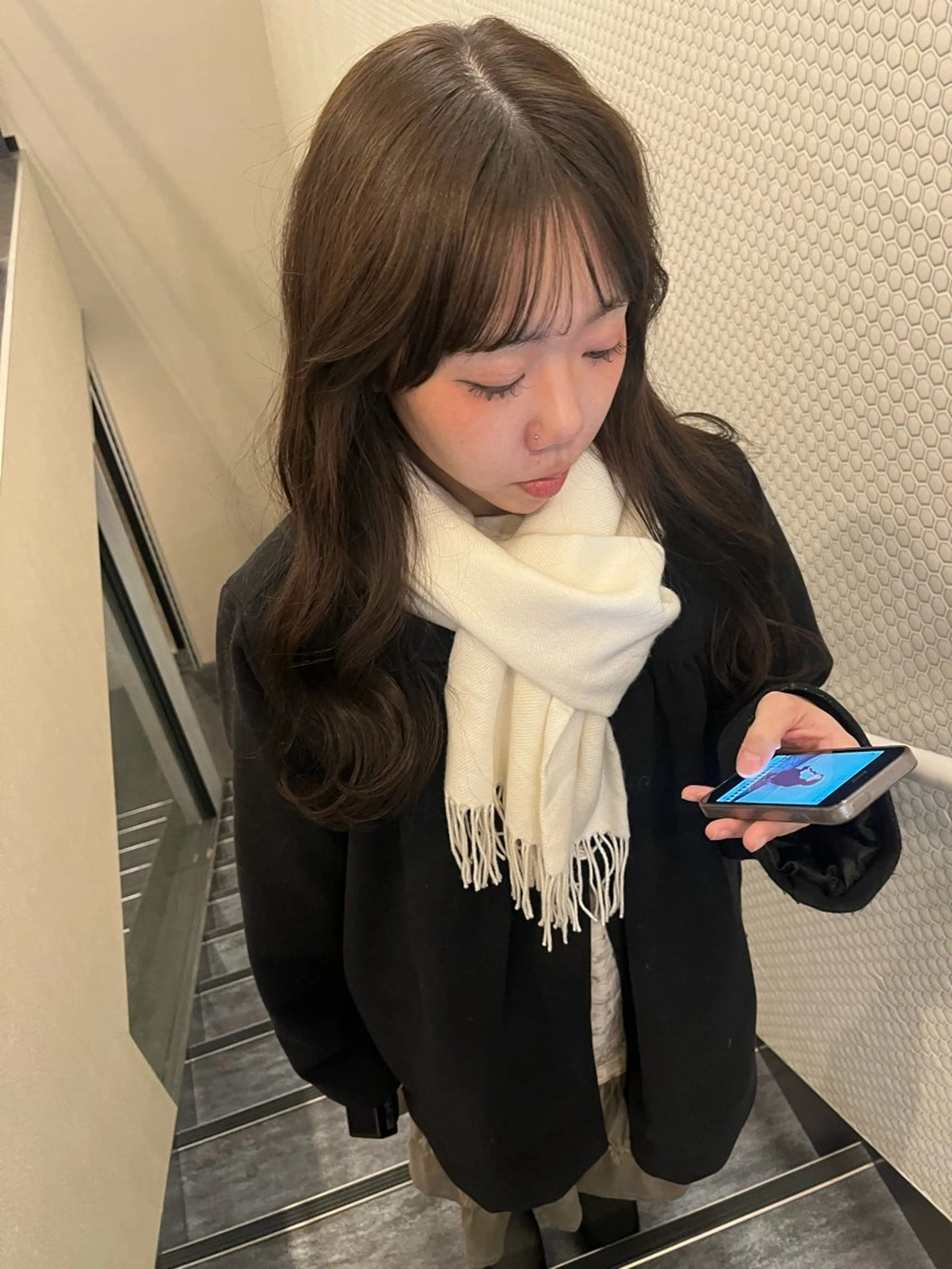 ロング カラー ベージュカラー オリーブベージュ ヘアカラー トリートメント 髪質改善/レイヤー/ ボブ/磯野史歩のヘアスタイル