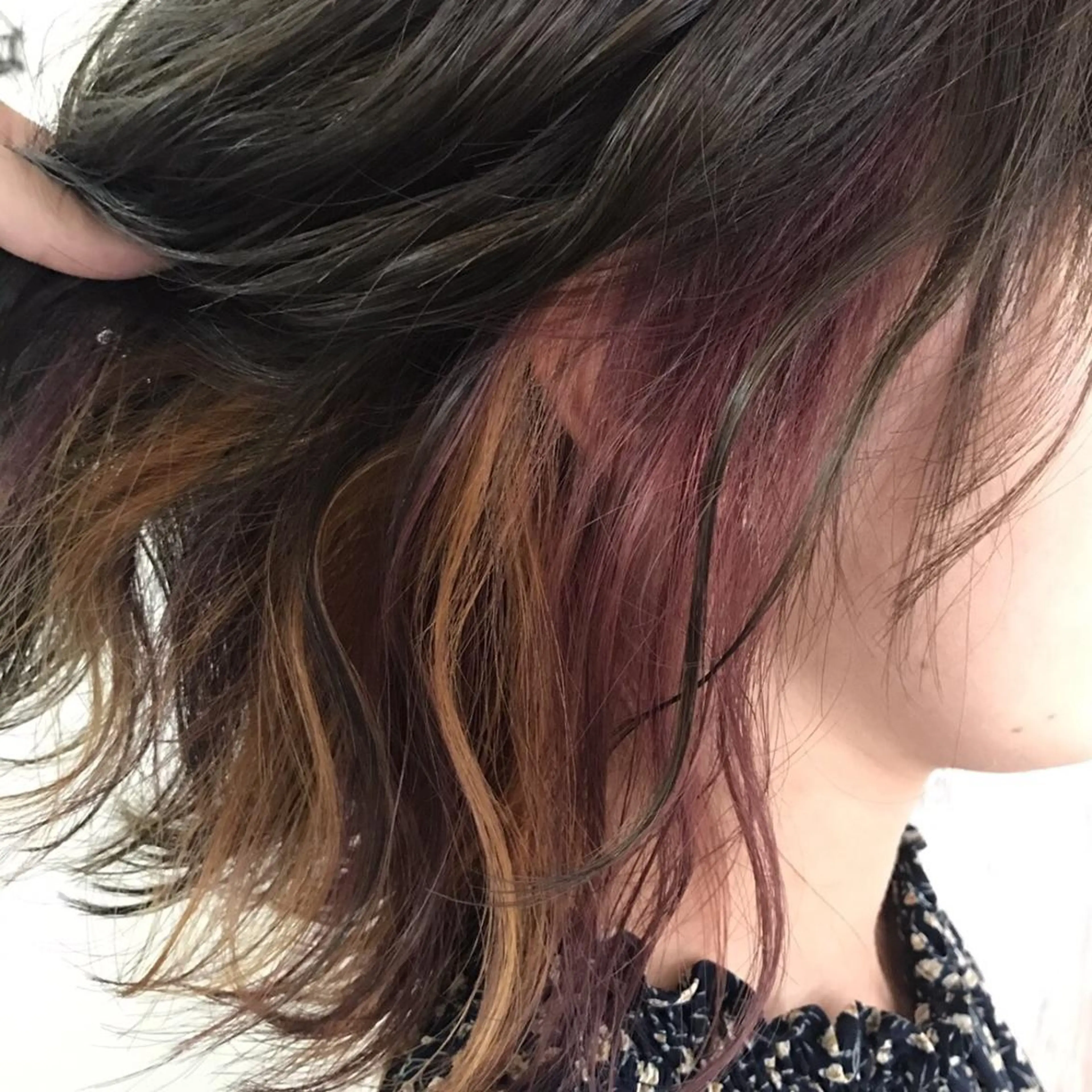 ミディアム カラー インナーカラー オレンジ ピンクカラー ヘアカラー トリートメント 髪質改善/艶髪💎 ウエキ リカのヘアスタイル