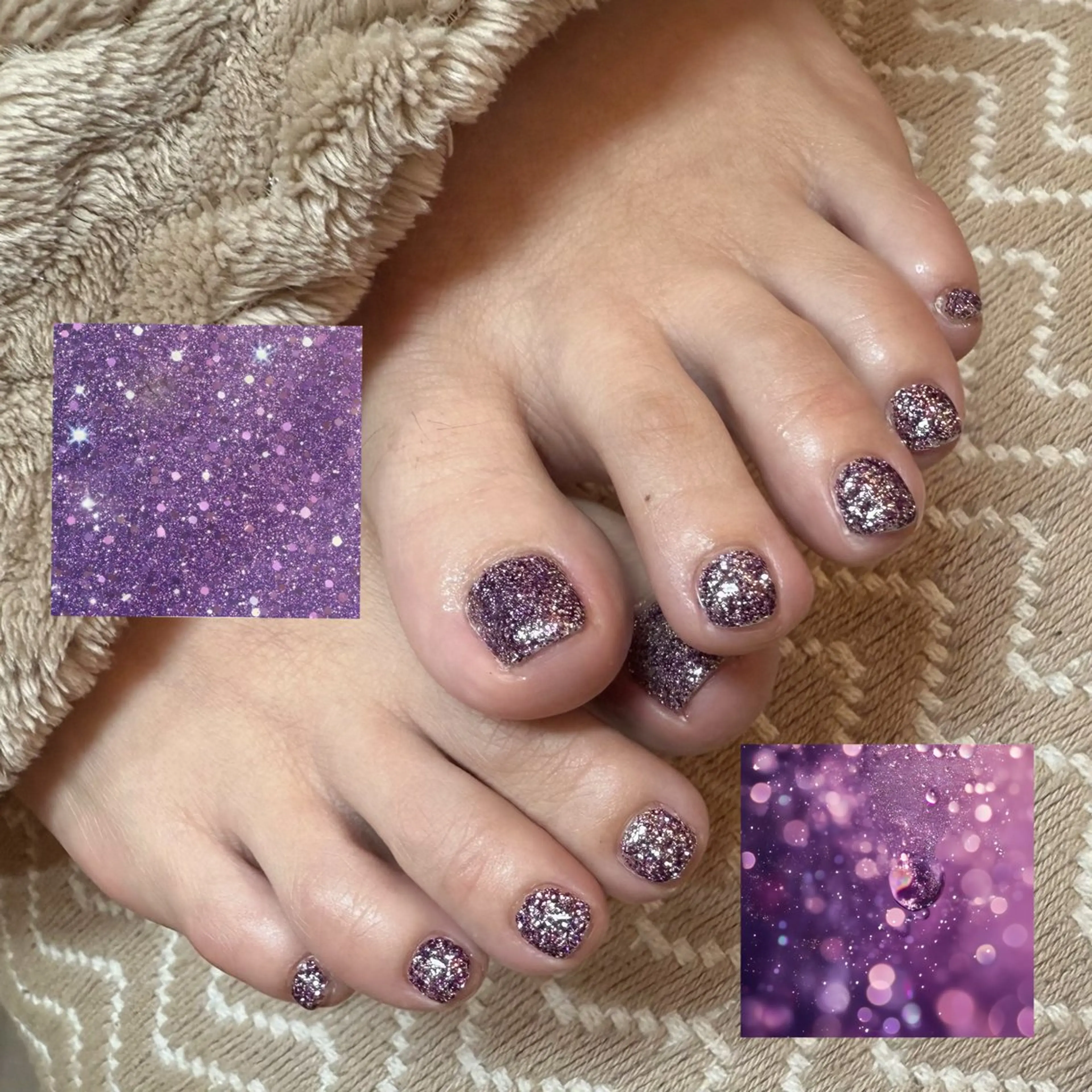 ネイル フットネイル キラキラネイル ラメ(グリッター) パープル シンプルネイル ネイルサロン　will　恵比寿　【ウィル】所属・桓 宇のネイルデザイン