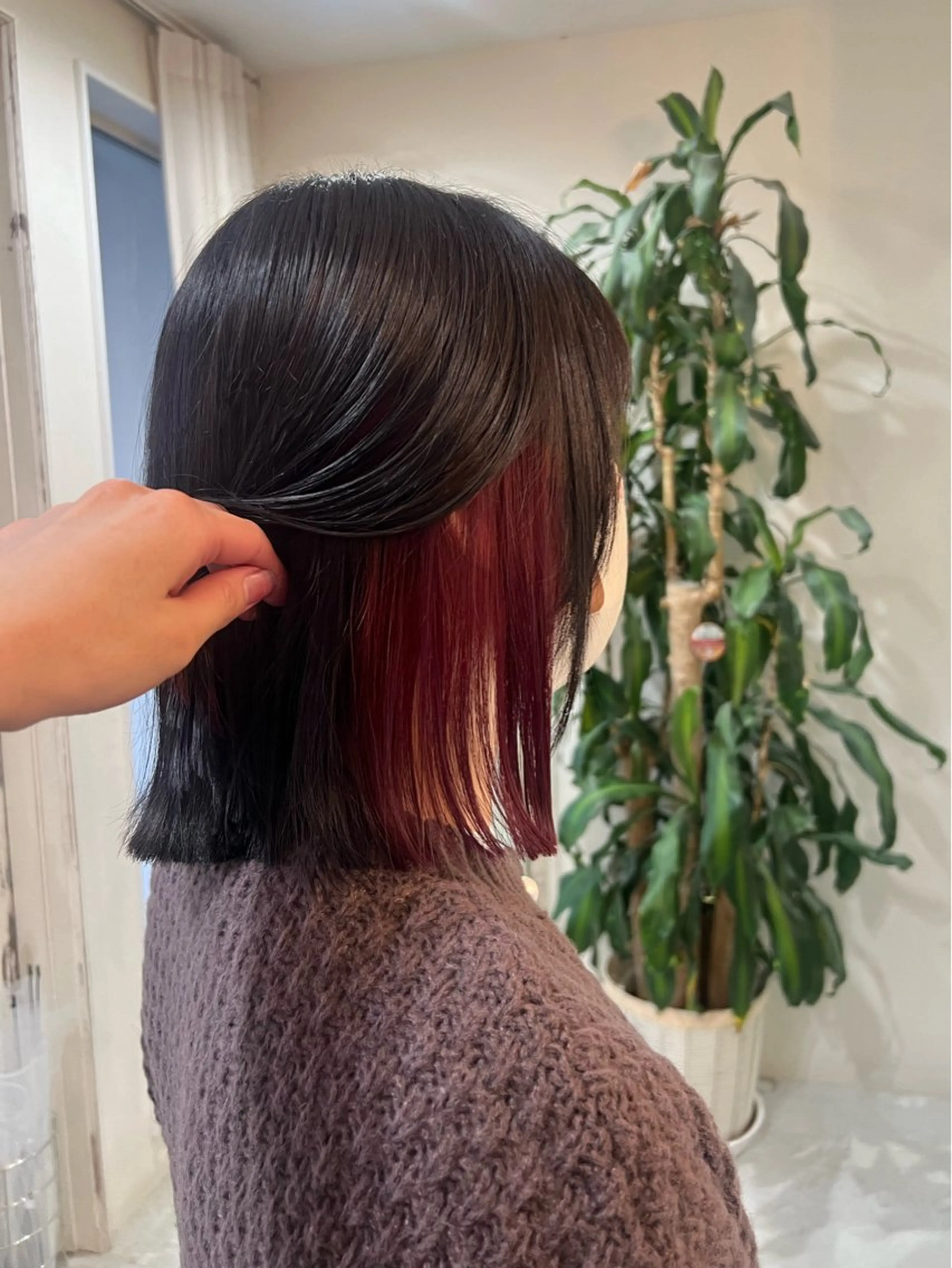 ミディアム カラー 切りっぱなしボブ インナーカラー ボブ カット ヘアカラー 🤎大人可愛い/ Rinka🤎のヘアスタイル