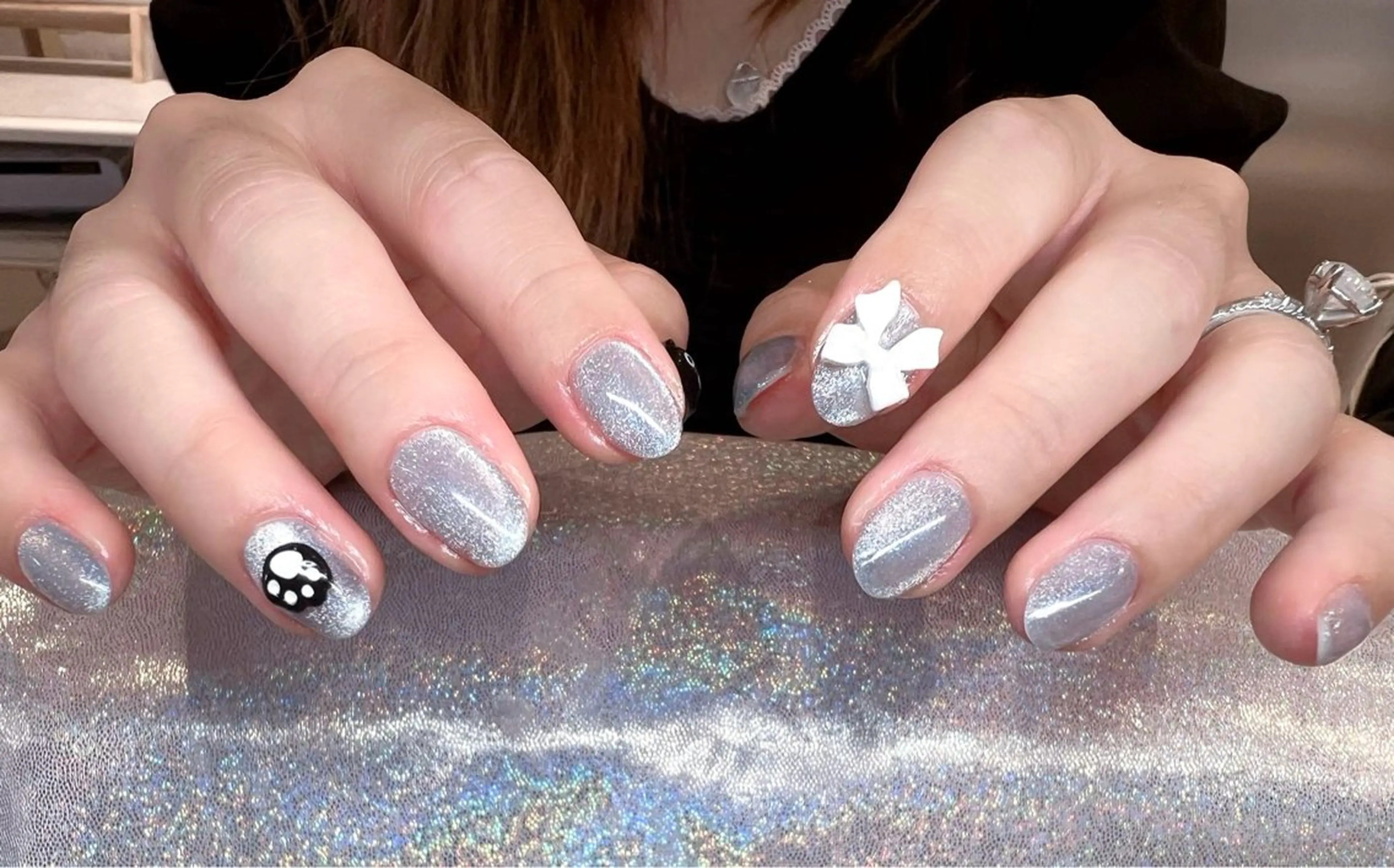 ネイル アートネイル オーロラネイル クリアネイル 長さ出し フレンチネイル ハンドネイル ロ テイネイのネイルデザイン