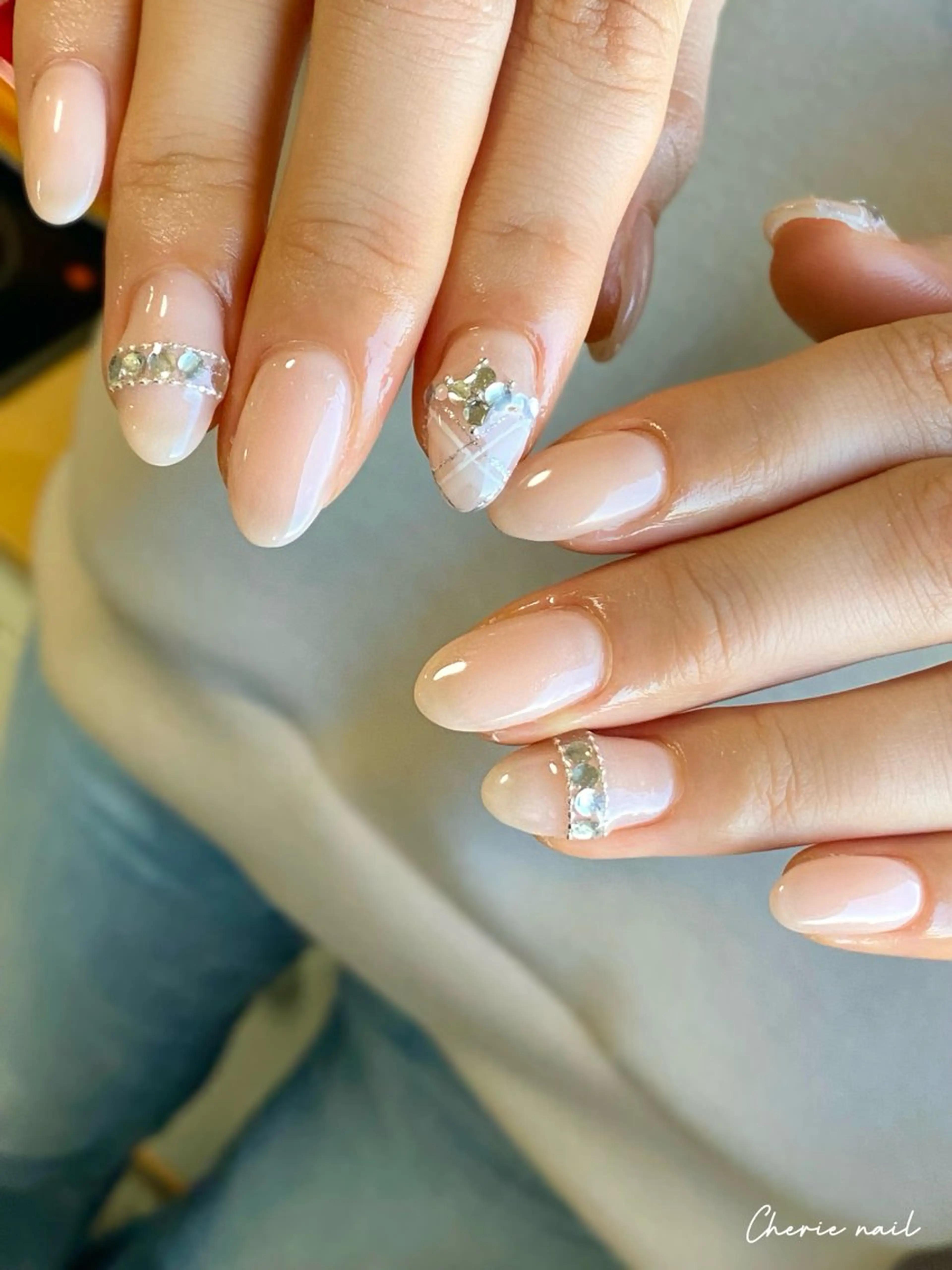 ネイル ジェルネイル オフィスネイル ピンク シンプルネイル 冬ネイル ハンドネイル Cherienail yunaのネイルデザイン