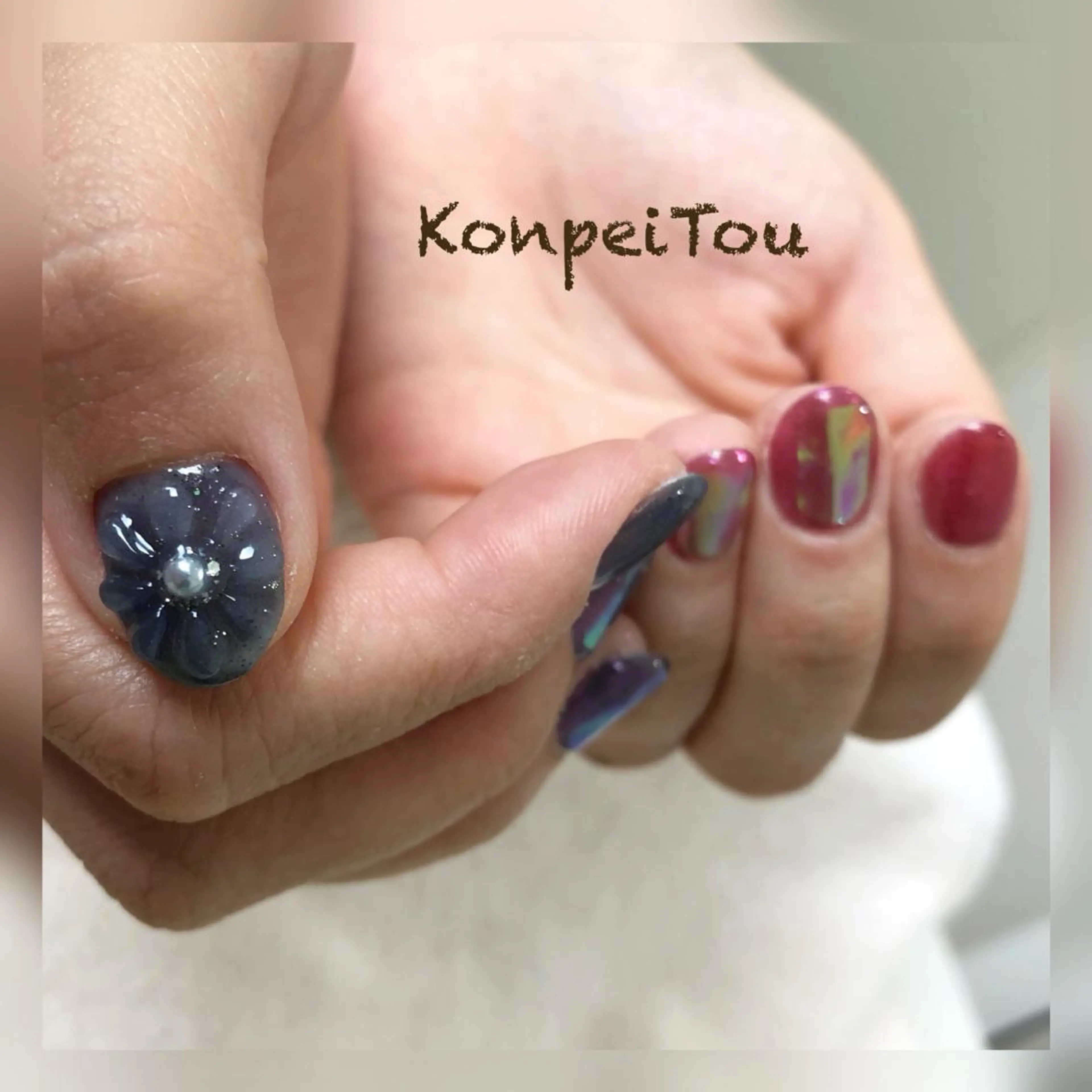 ネイル フラワーネイル ぷっくりネイル ハンドネイル おうちのネイルサロン　konpeiTou〜こんぺいとう〜所属・おうちのネイルサロン KonpeiTouのネイルデザイン