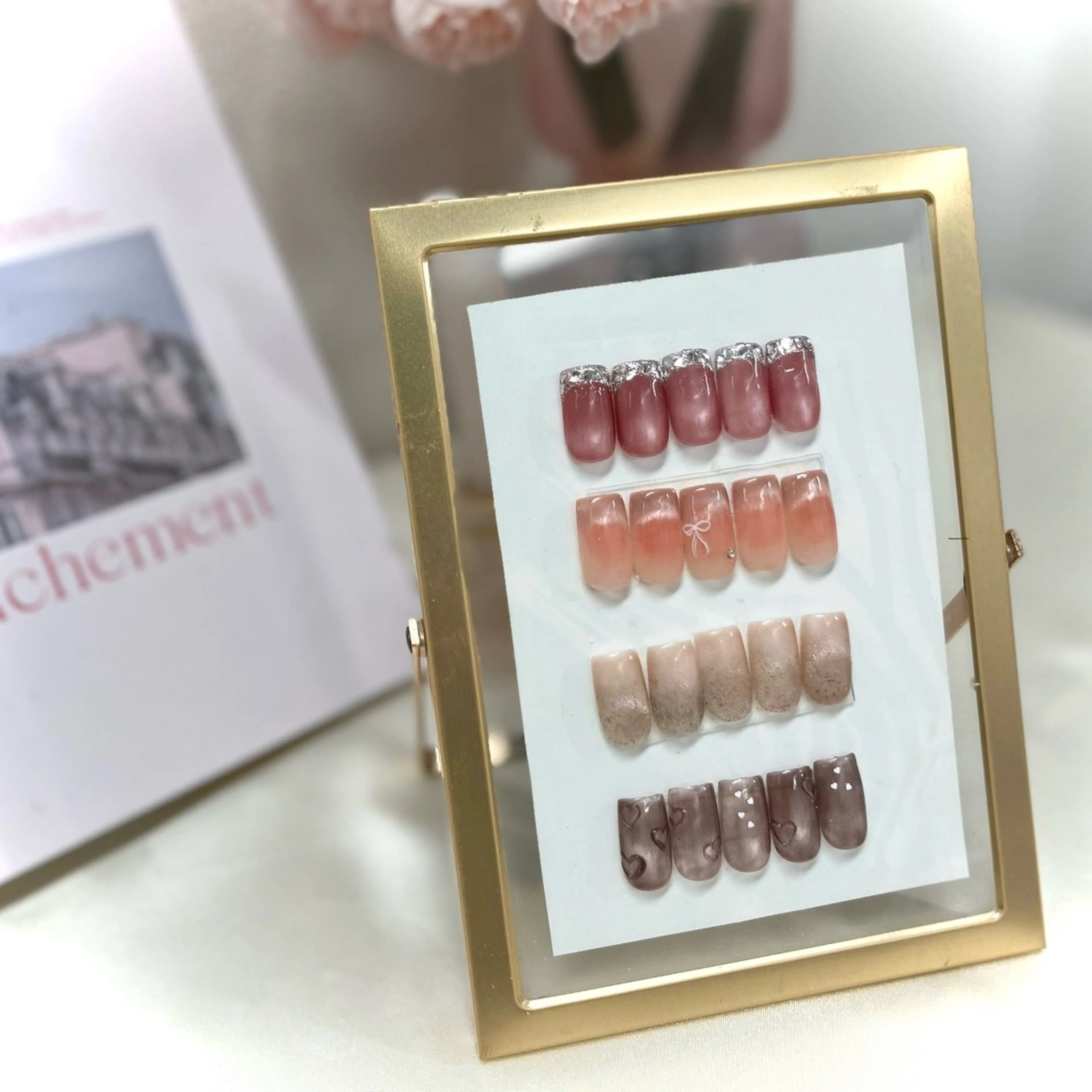 ネイル アートネイル フレンチネイル ガラスフレンチ マグネットネイル オフィスネイル ハンドネイル chai 上本町 sakuraのネイルデザイン