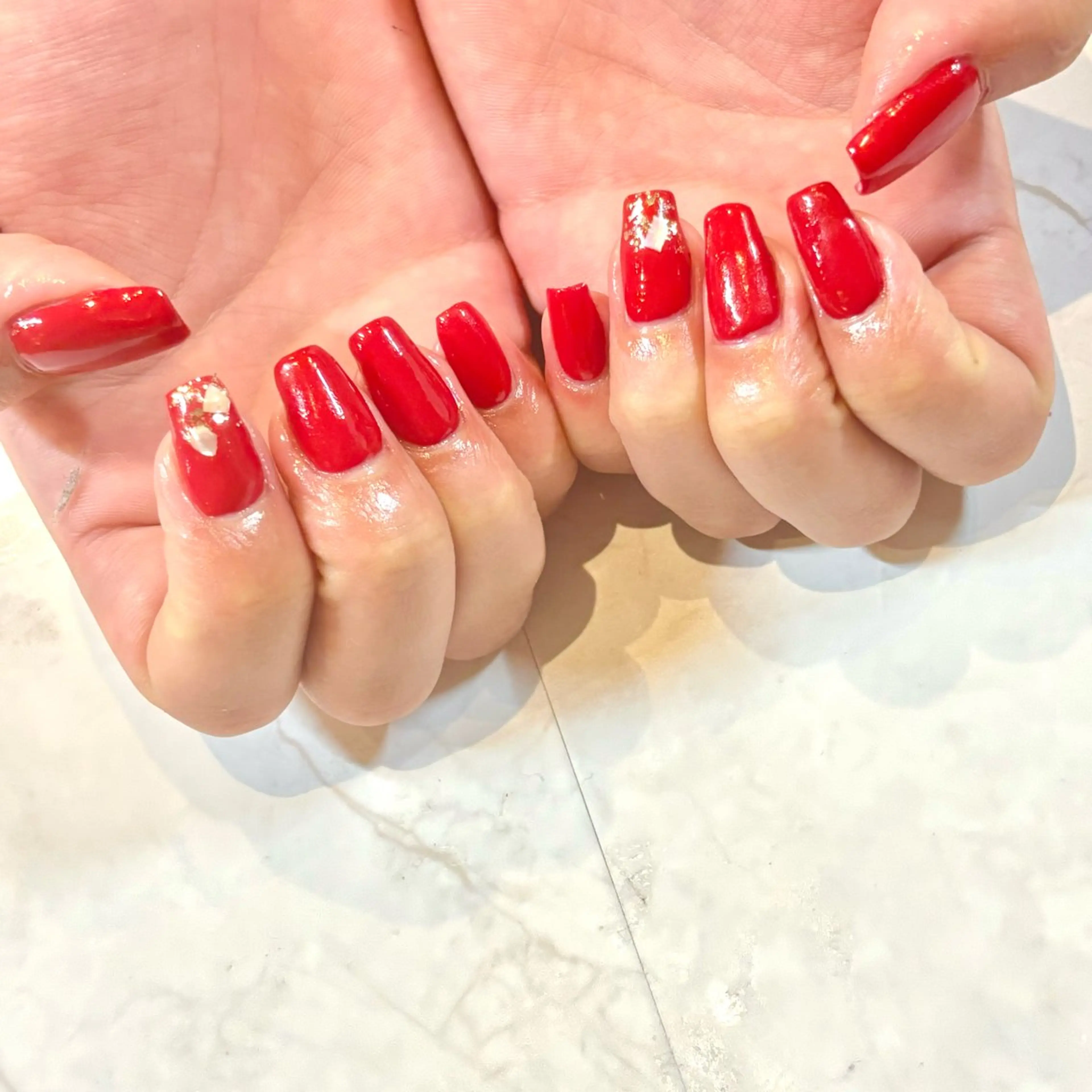 ネイル ゴールド 赤色 SEPT NAIL こばやしのネイルデザイン