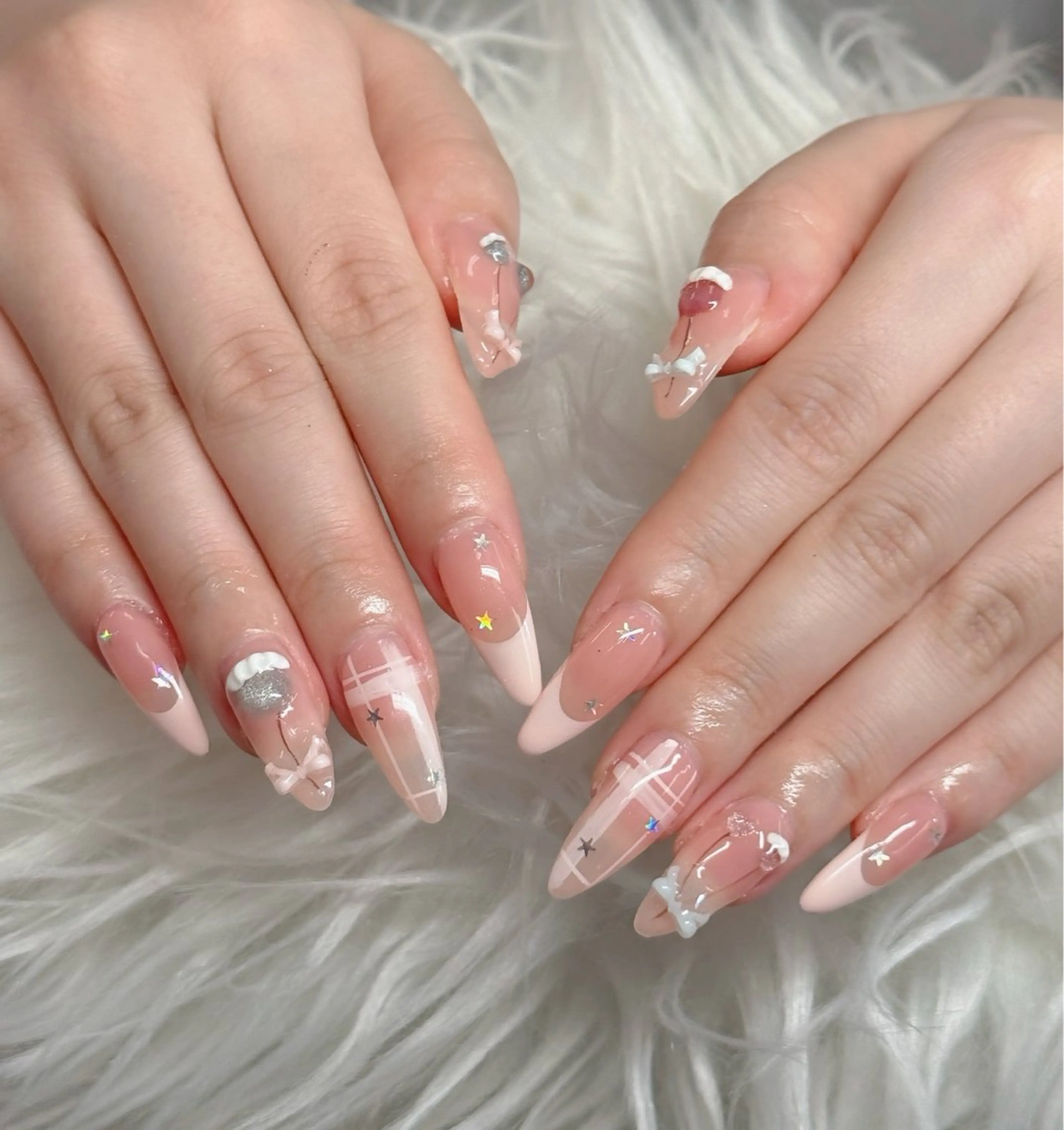 ネイル ロングネイル マグネットネイル リボン 夏ネイル スーパーロングネイル ハンドネイル Hani Nail XUKAのネイルデザイン