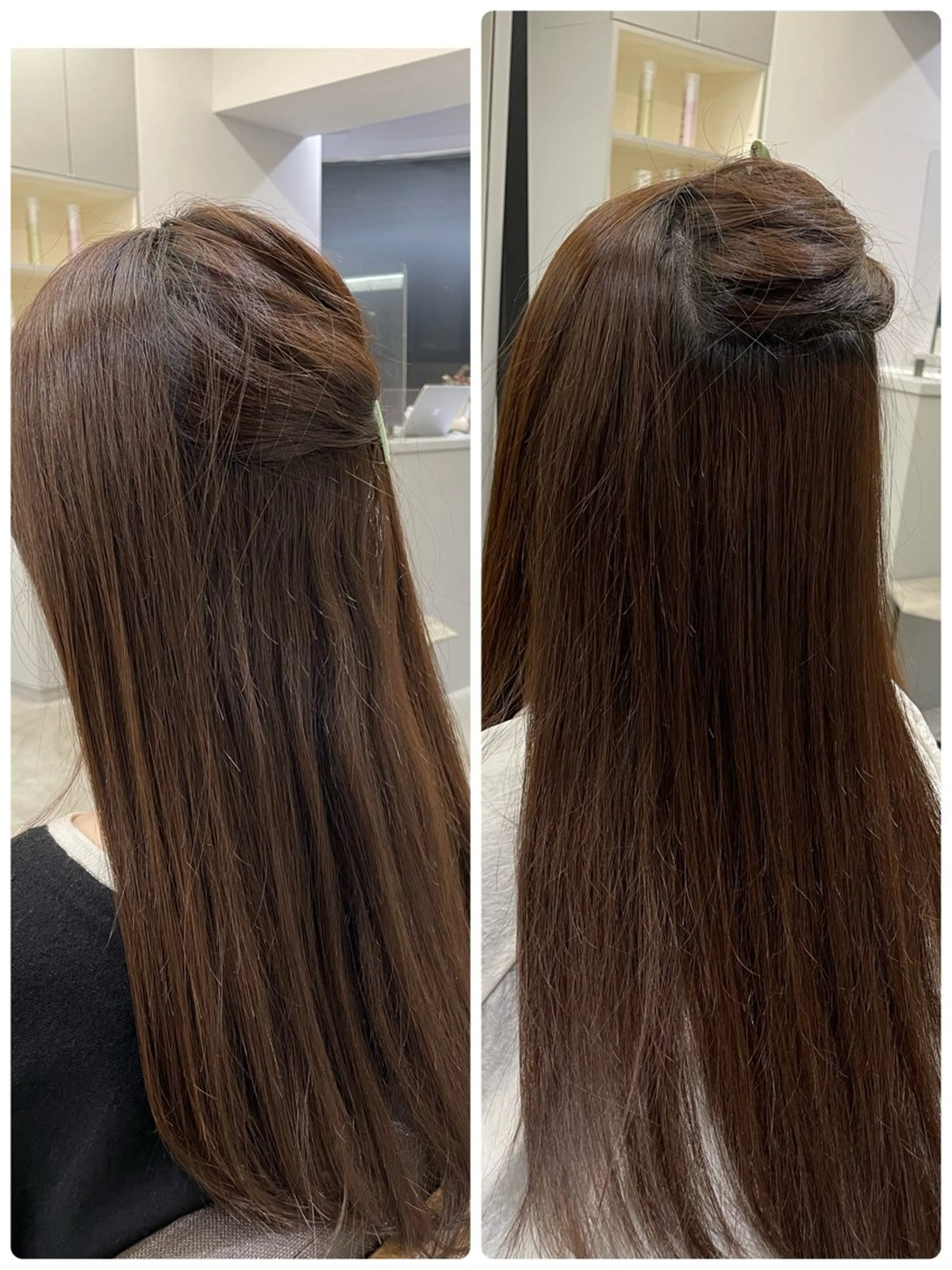 ロング 縮毛矯正 絶対綺麗な暖色カラー 🎯あります✨増渕✨のヘアスタイル