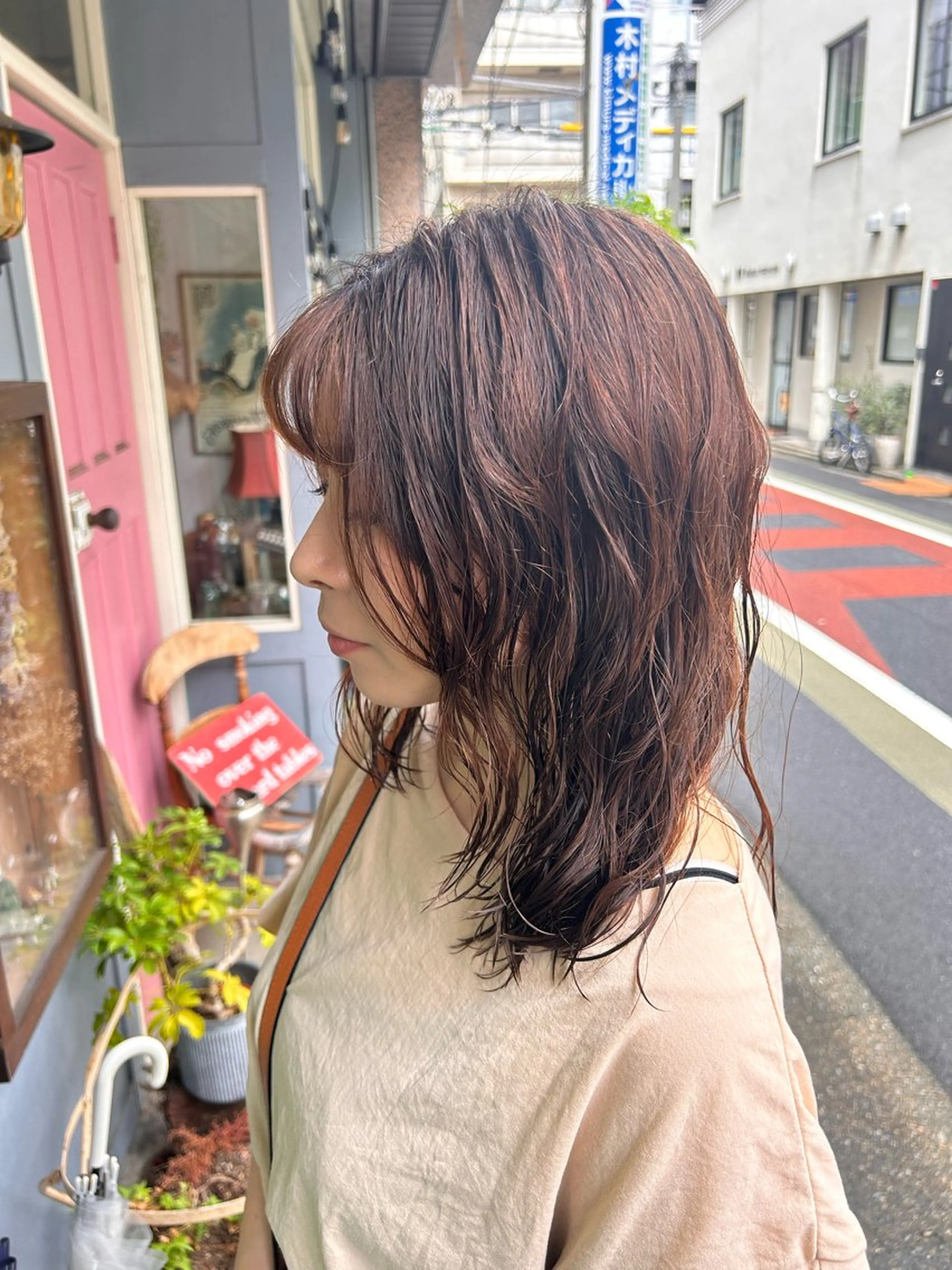 ミディアム パーマ カット パーマ トリートメント 清水千優/パーマ/透 明感カラー/メンズのヘアスタイル