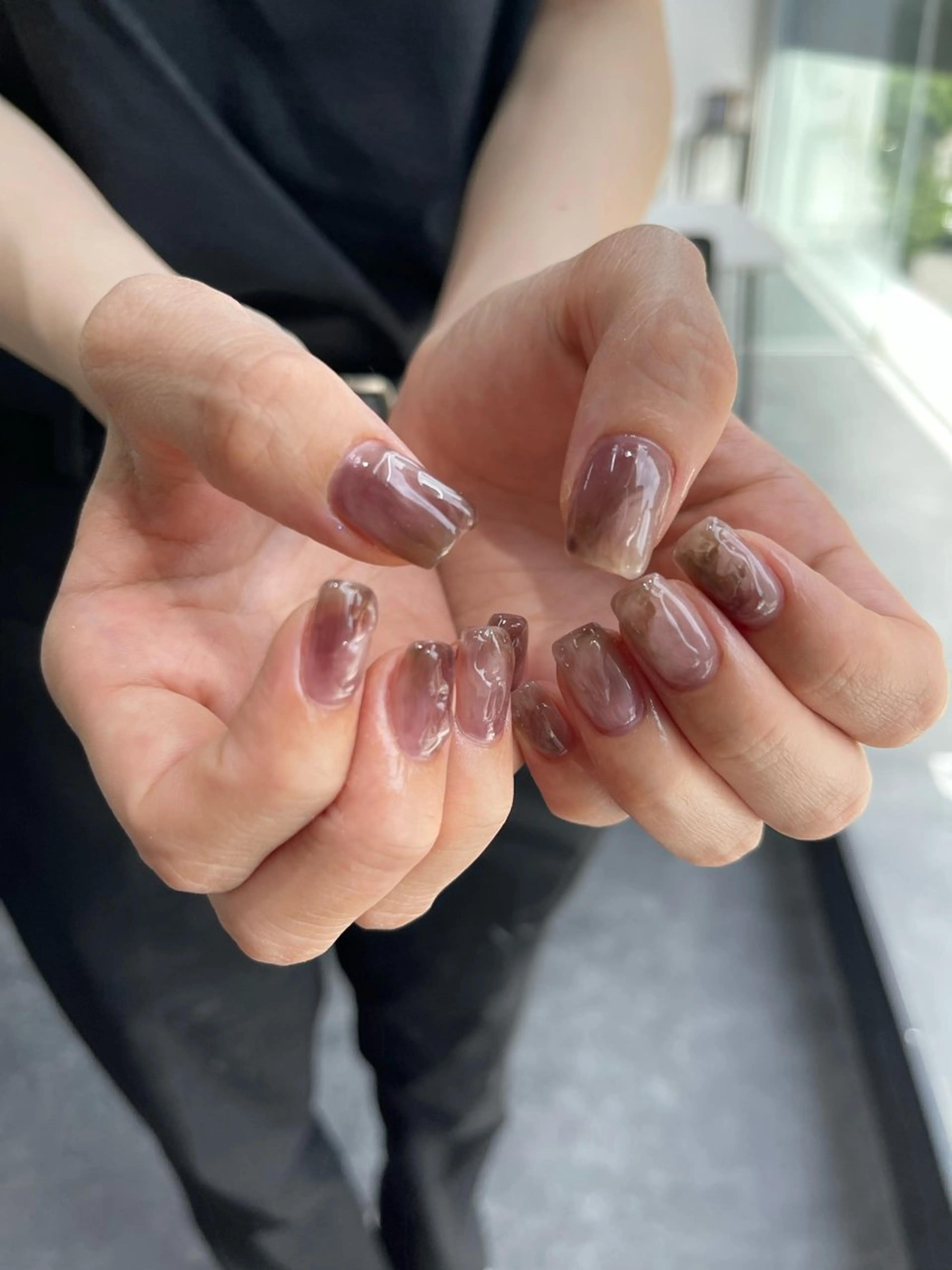 ネイル フレンチネイル マグネットネイル ニュアンスネイル ワンカラーネイル ハンドネイル GRANDE大須 Cecil💜のネイルデザイン