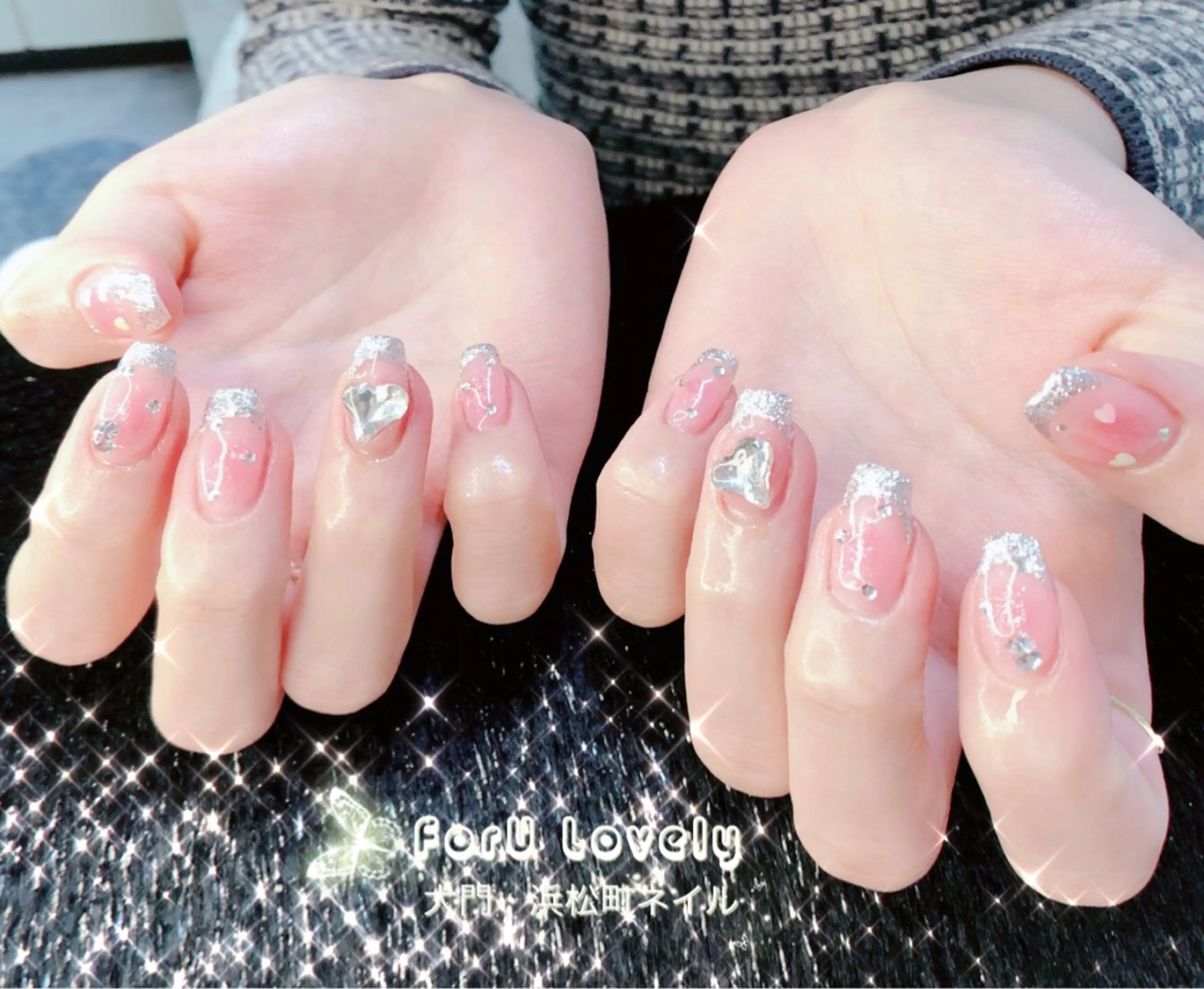 ネイル フットネイル フレンチネイル ジェルネイル ハート ラメ(グリッター) 大門浜松町 ネイルのネイルデザイン
