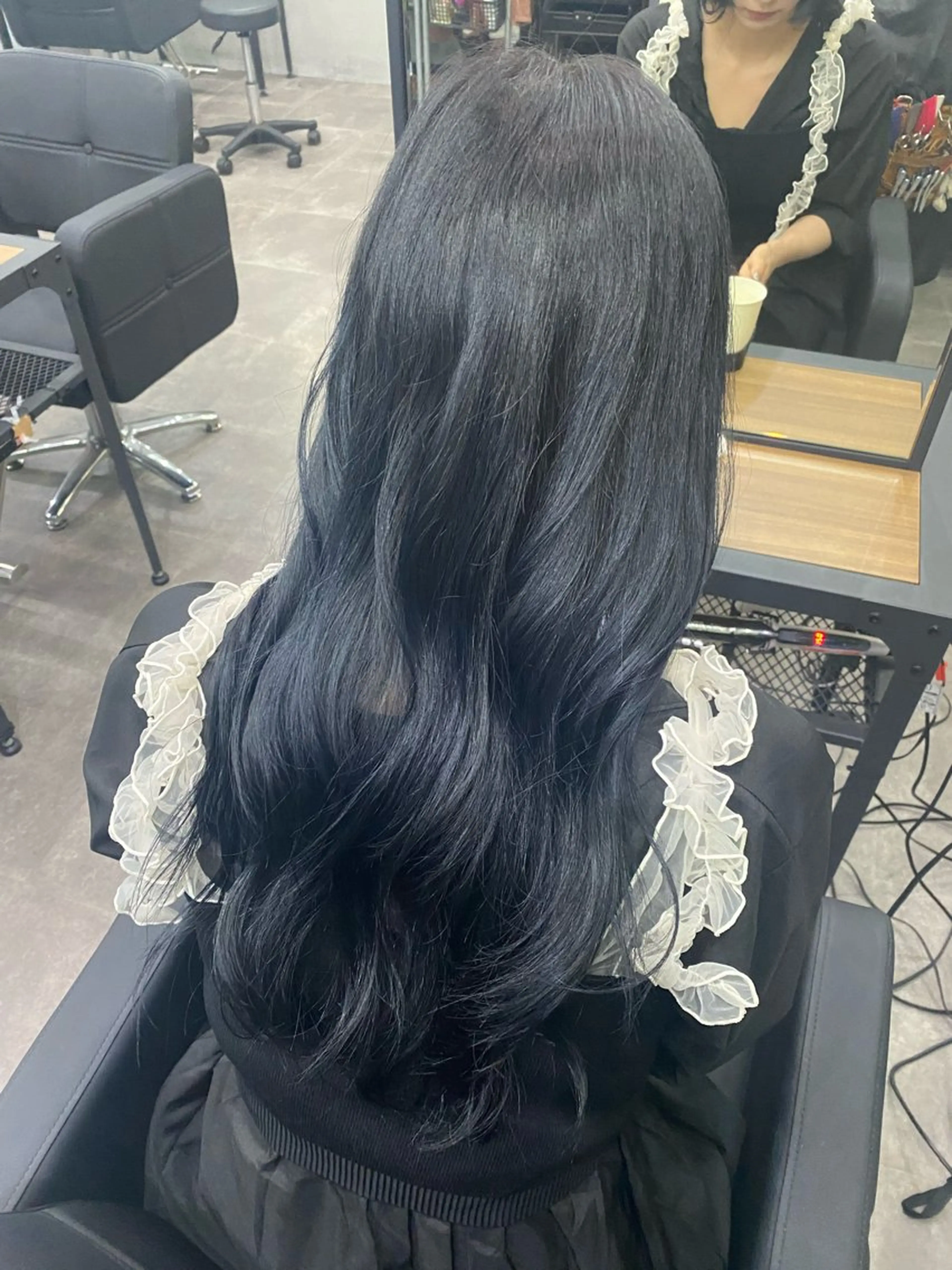 ロング カラー 黒髪 ブルーカラー ブルーブラック カット ヘアカラー トリートメント ヘアセット Cecil hair所属・yui/パーマ/ メンズカットのヘアスタイル