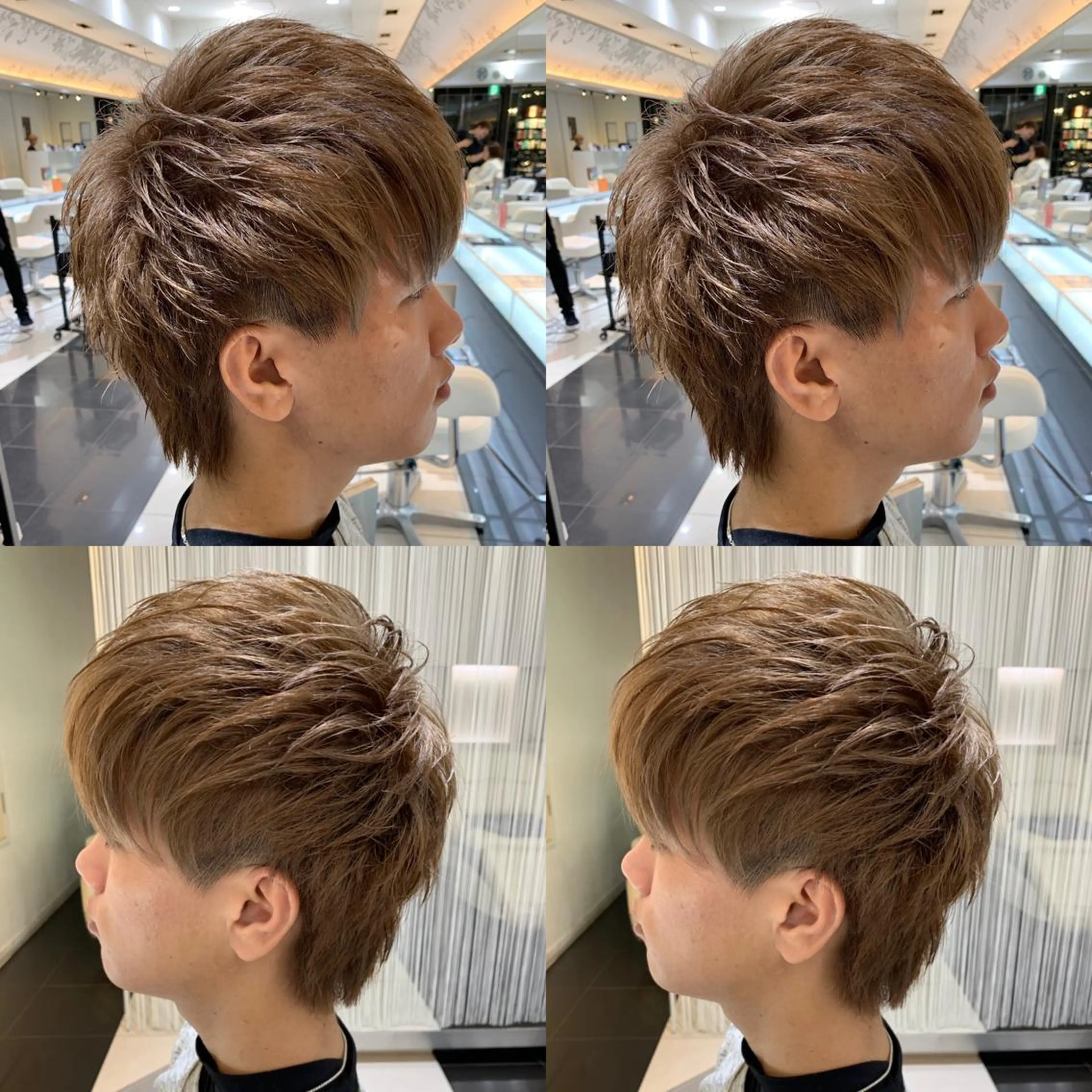ショート カラー メンズ メンズブリーチ ベージュカラー ブリーチ 赤み消しカラー /透明感カラー 上長のヘアスタイル
