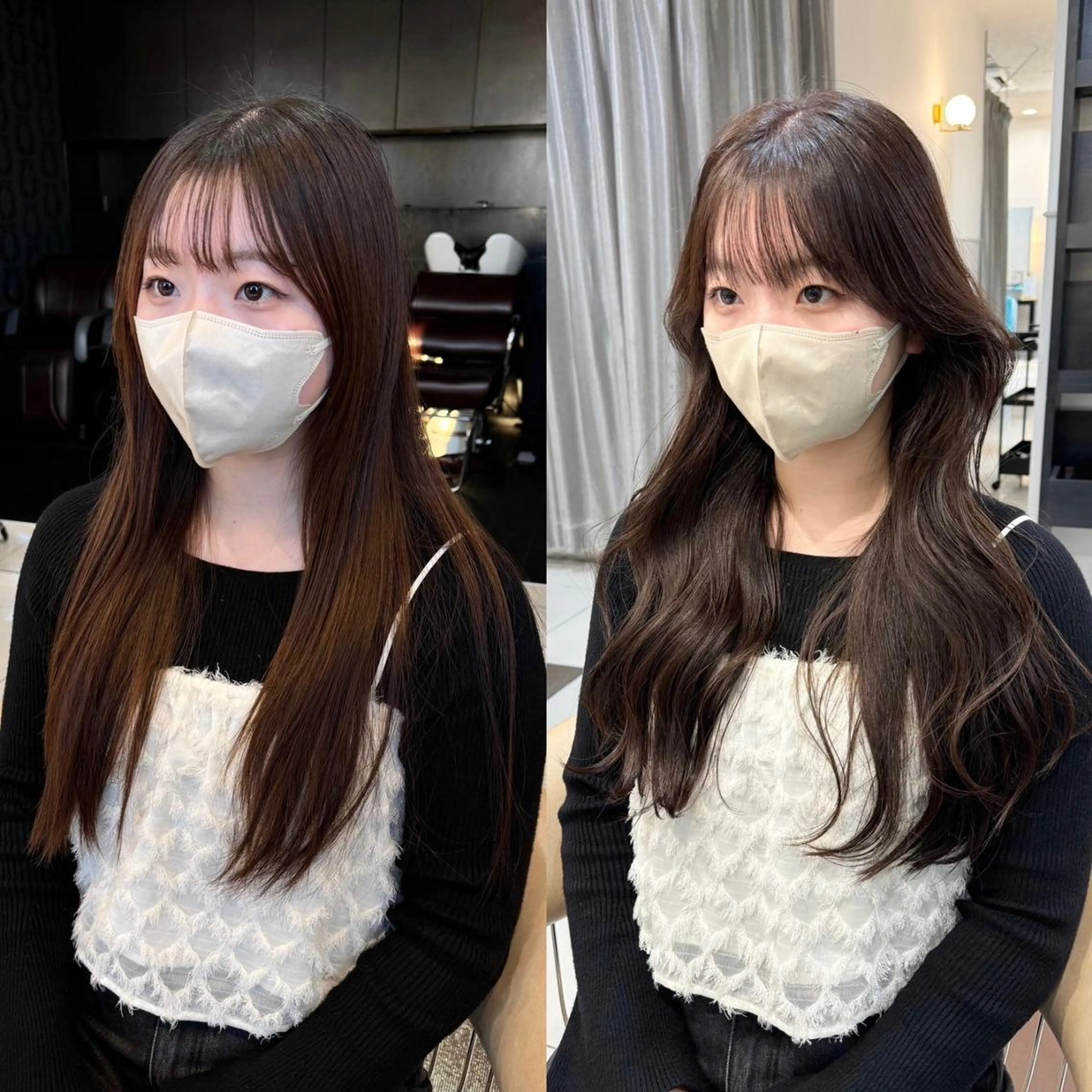 セミロング ヘアアレンジ 顔まわりレイヤー 顔周りカット レイヤーカット カット パーマ シャドールーツ earth　深川愛実のヘアスタイル