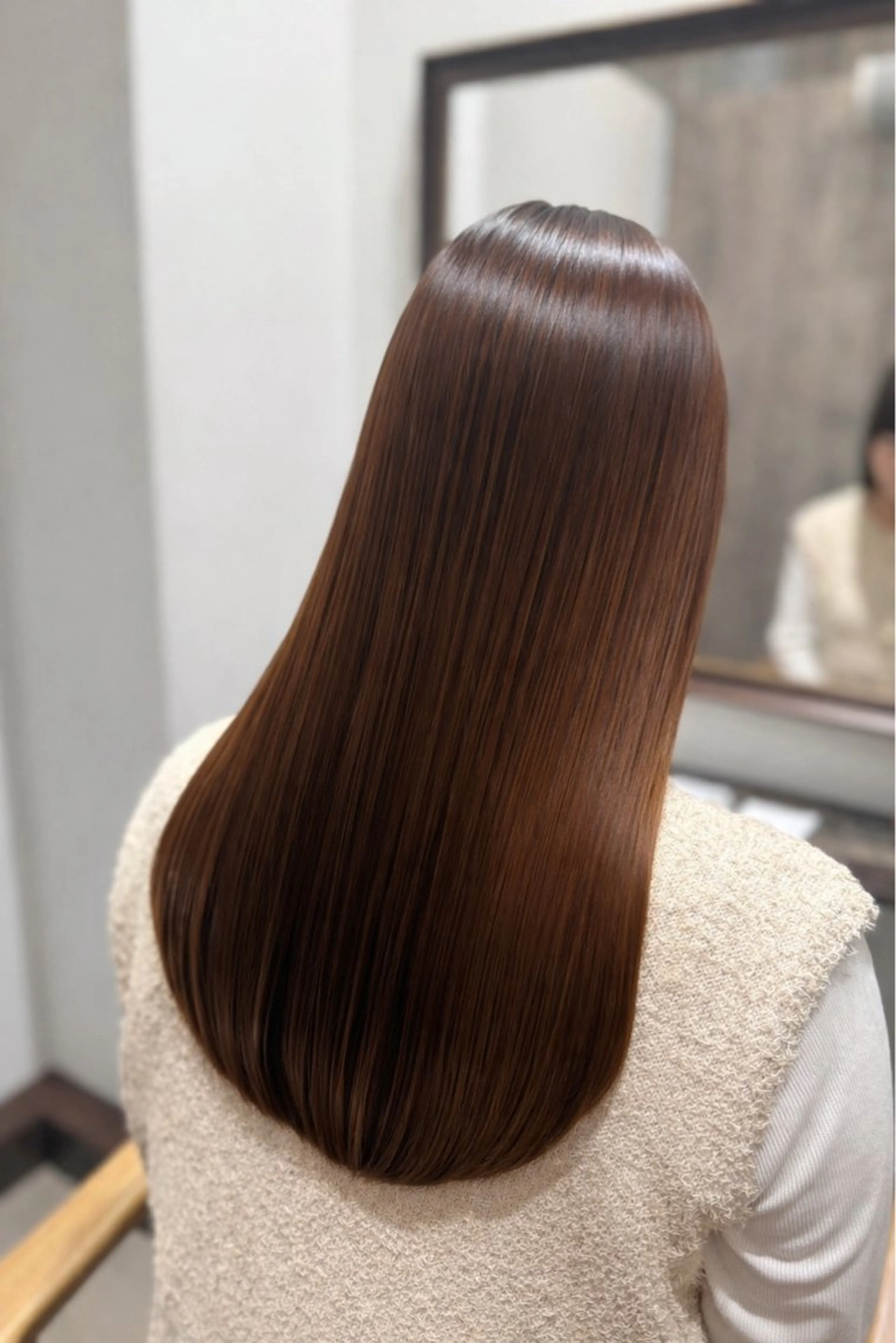 ロング カット 縮毛矯正 レイヤー透明感カラー 💎撮影モデル募集のヘアスタイル