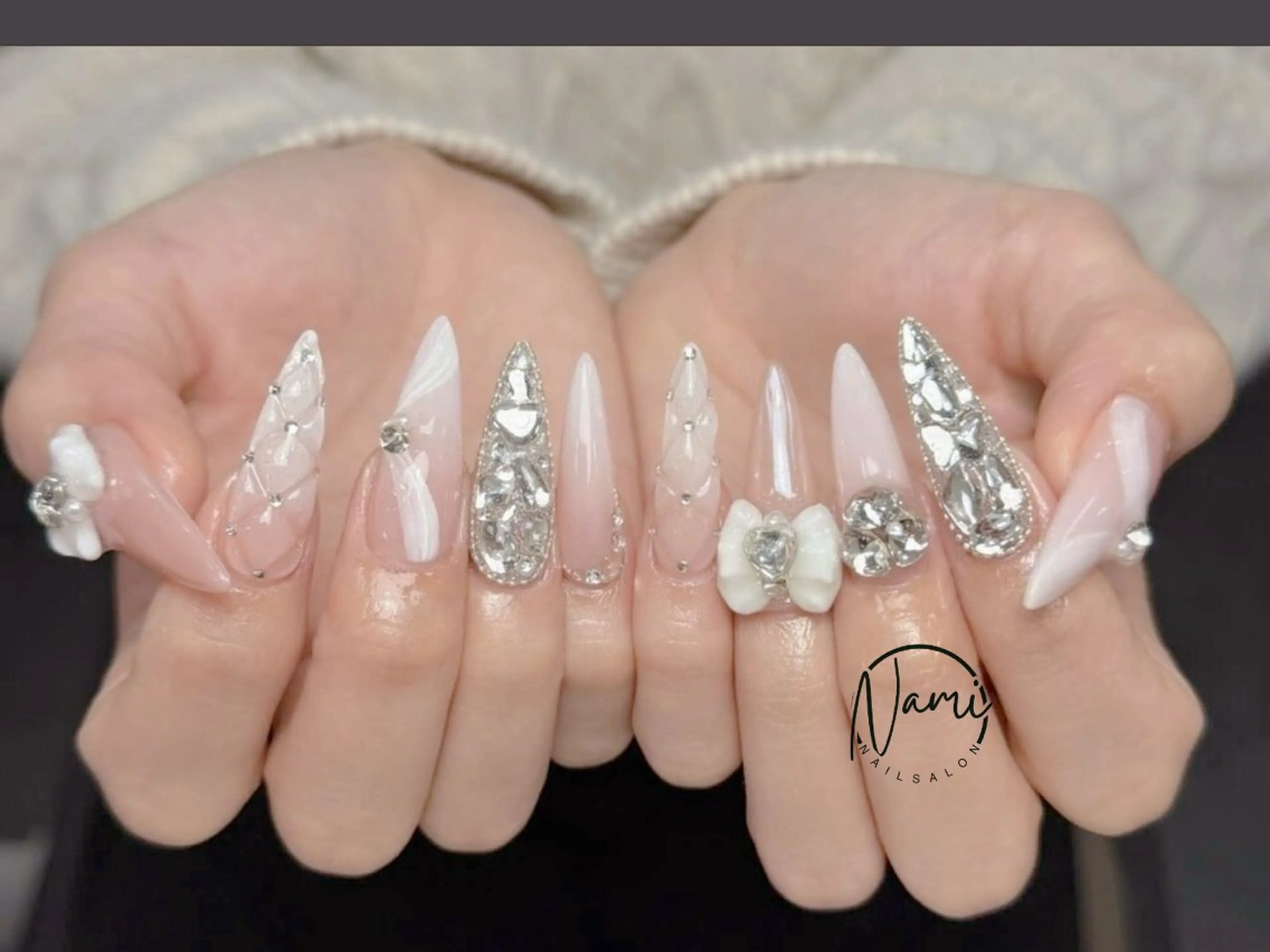 ネイル 長さ出し ガーリー 韓国ネイル ロングネイル 持ち込み ハンドネイル Nami nail salon所属・Nami nail salonのネイルデザイン