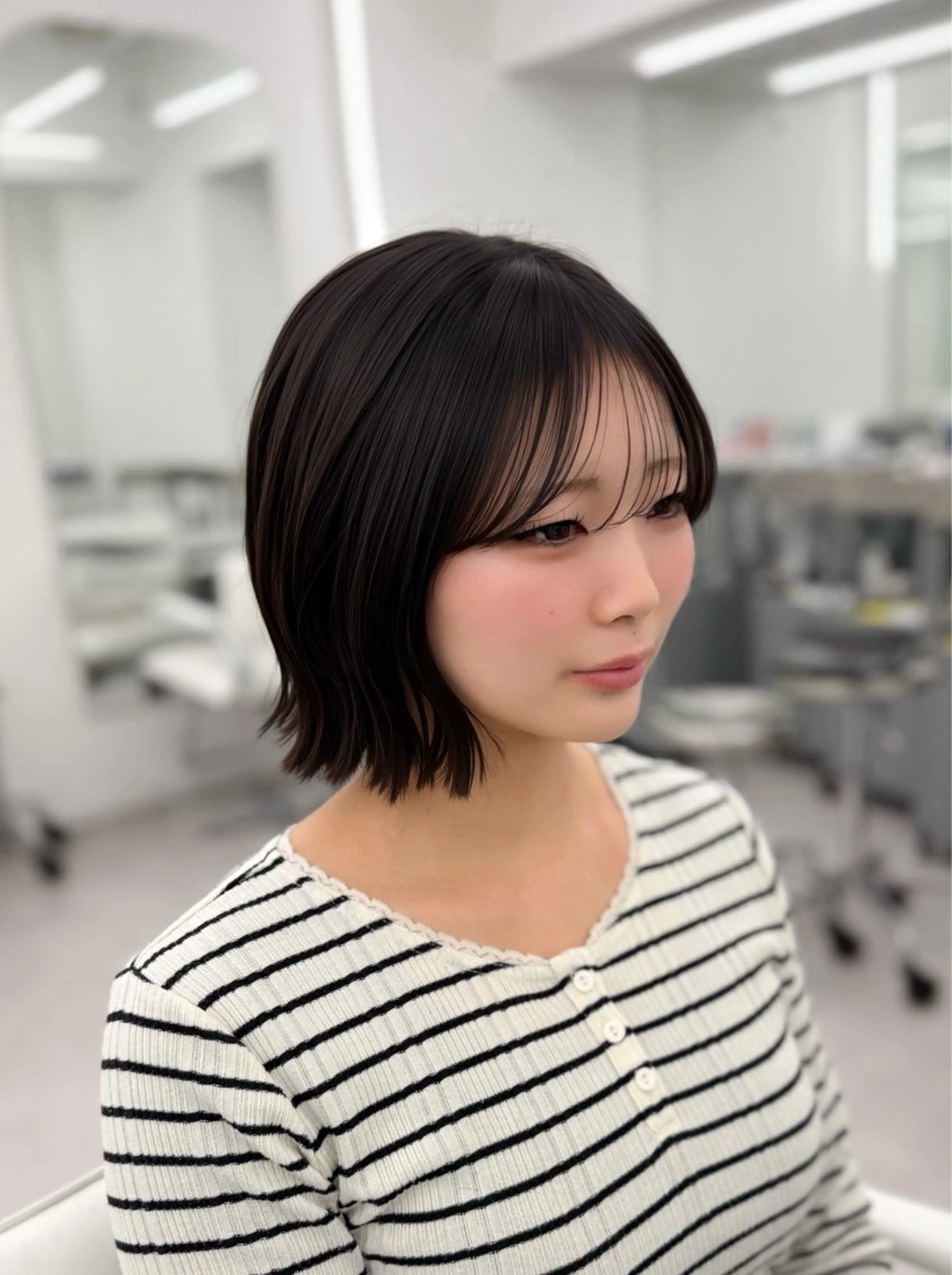 セミロング 顔周りカット 小顔カット カット 韓国ヘア/顔周り ヘアセット/加藤優里のヘアスタイル