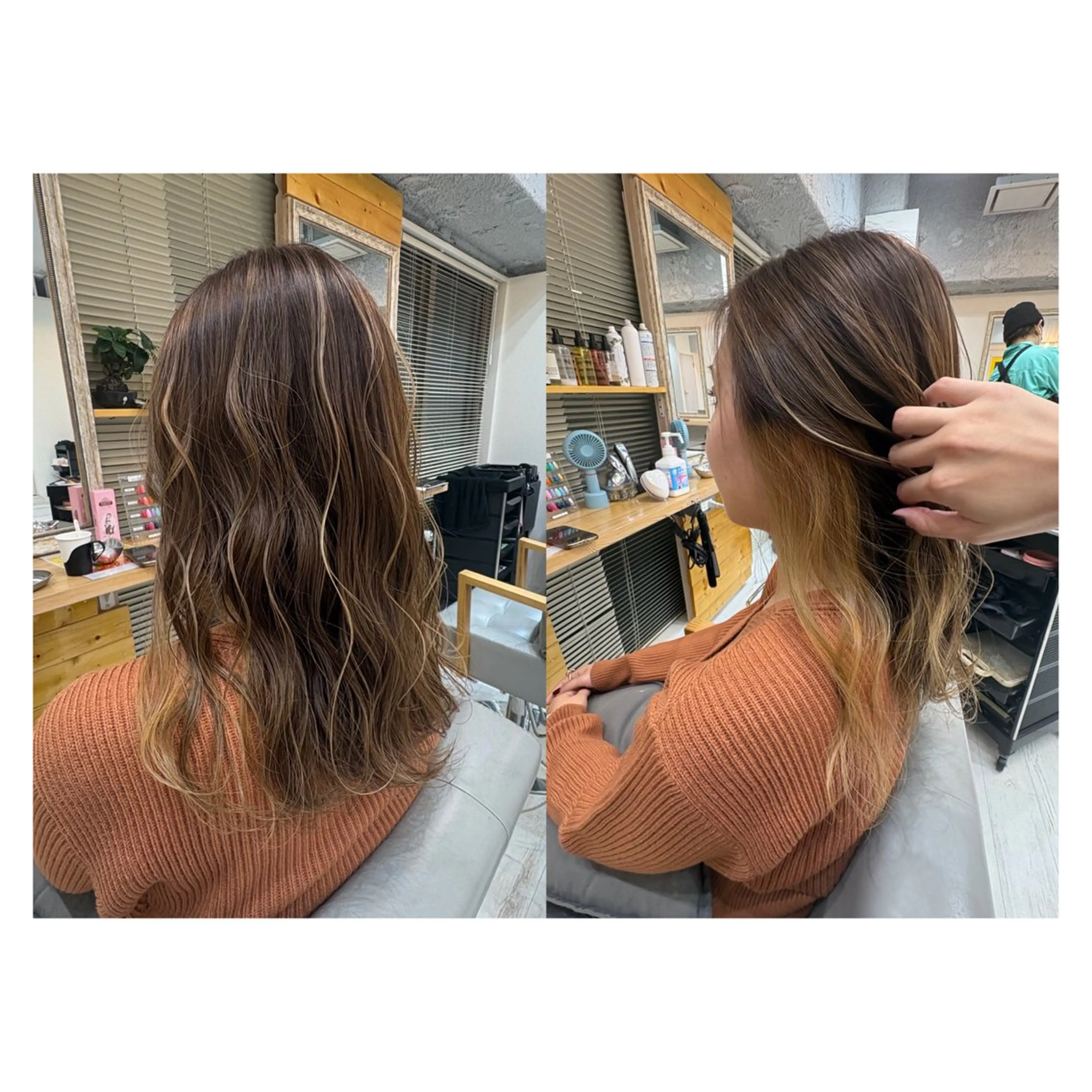 ロング カラー ハイライトカラー ハイライト レイヤーカット・ 縮毛矯正 星野のヘアスタイル