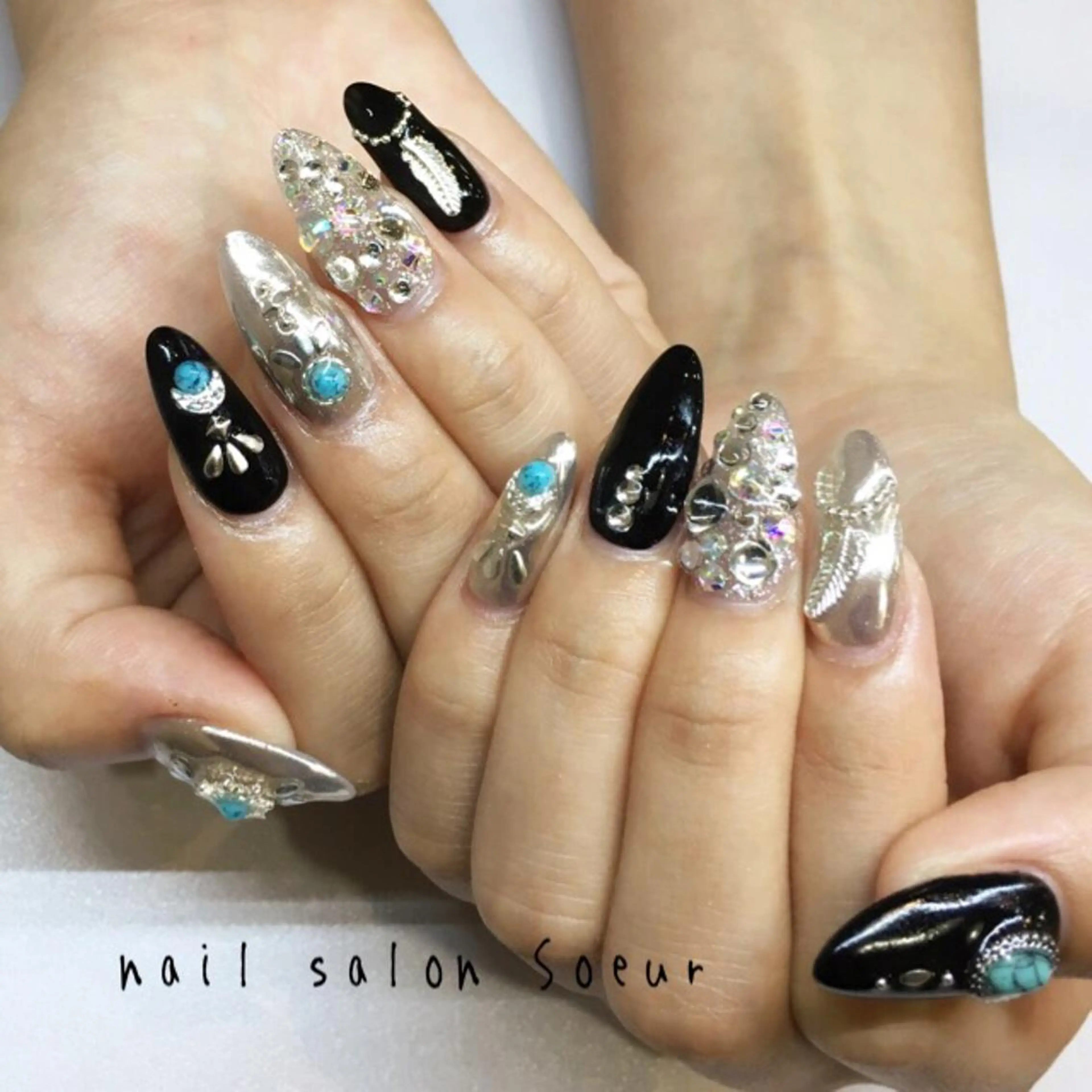 ネイル ミラーネイル 持ち込み スカルプネイル ハンドネイル nail salon Soeurのネイルデザイン