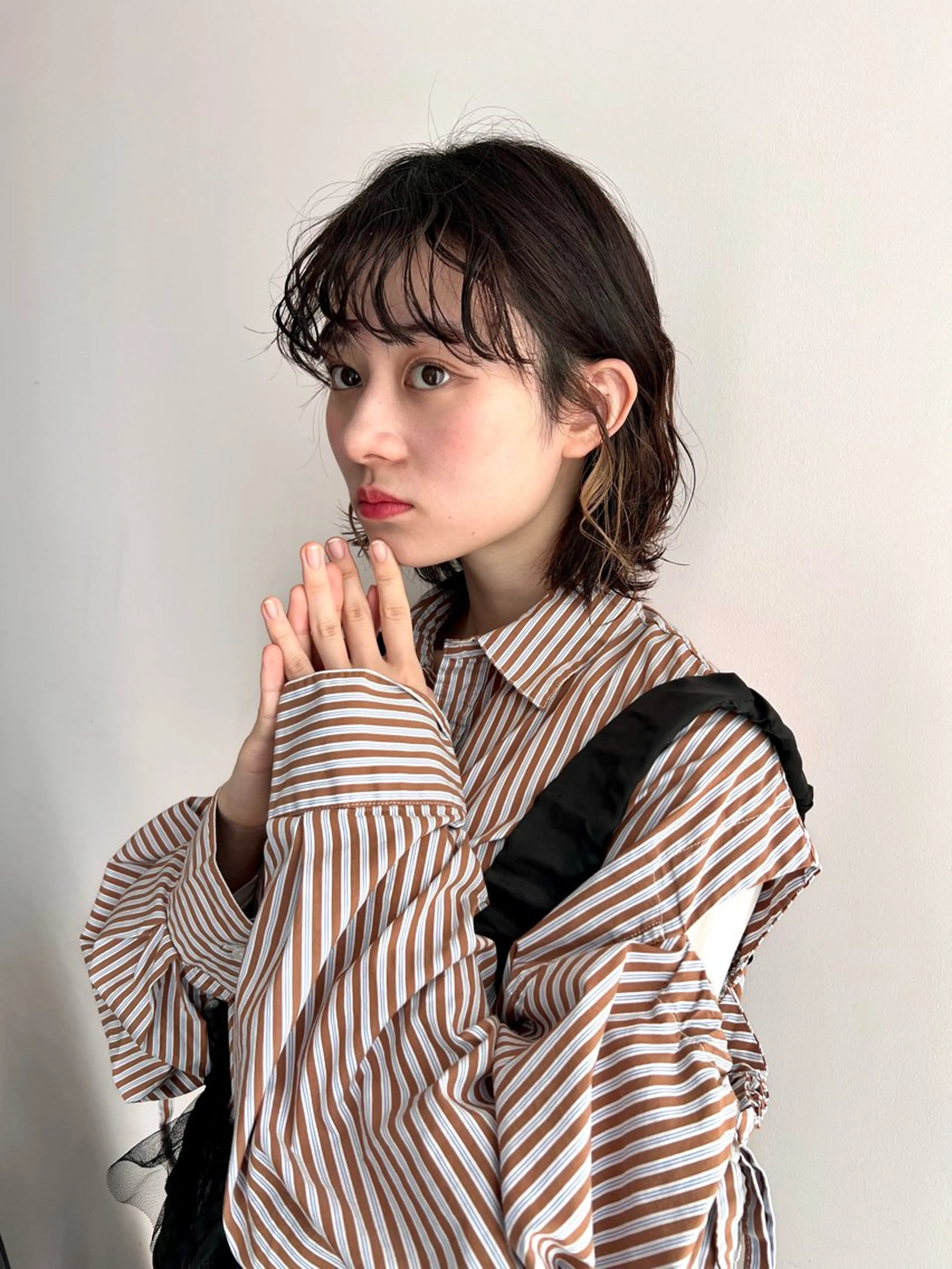 ミディアム カラー パーマ ミディアムパーマ ブリーチ インナーカラー カット ヘアカラー パーマ 水野 雪 /パーマ/暖色カラーのヘアスタイル