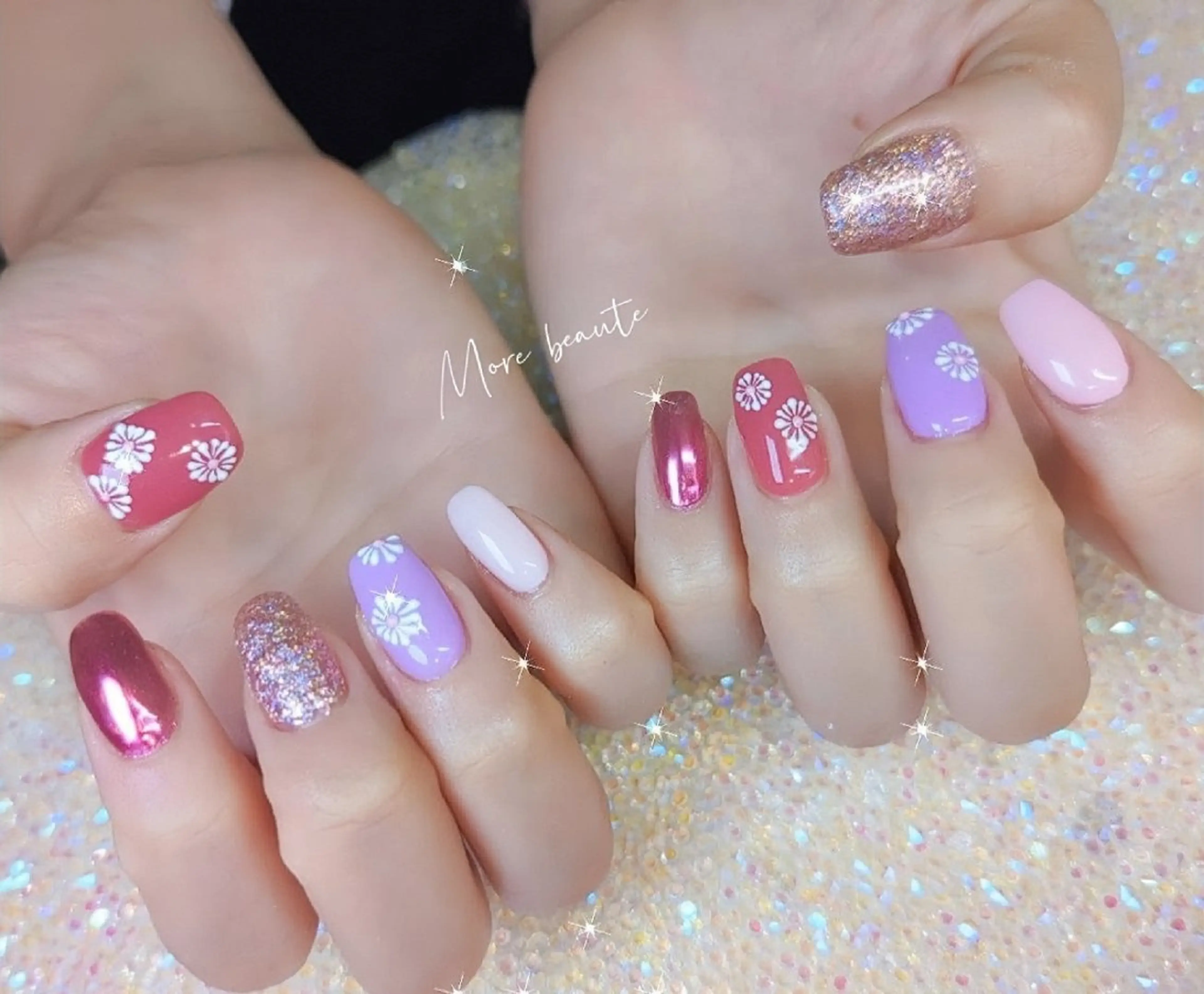 ネイル 桜ネイル 長さ出し ジェルネイル ハート 韓国ネイル ハンドネイル I LOVE ME  NAIL.｡.:*♡のネイルデザイン