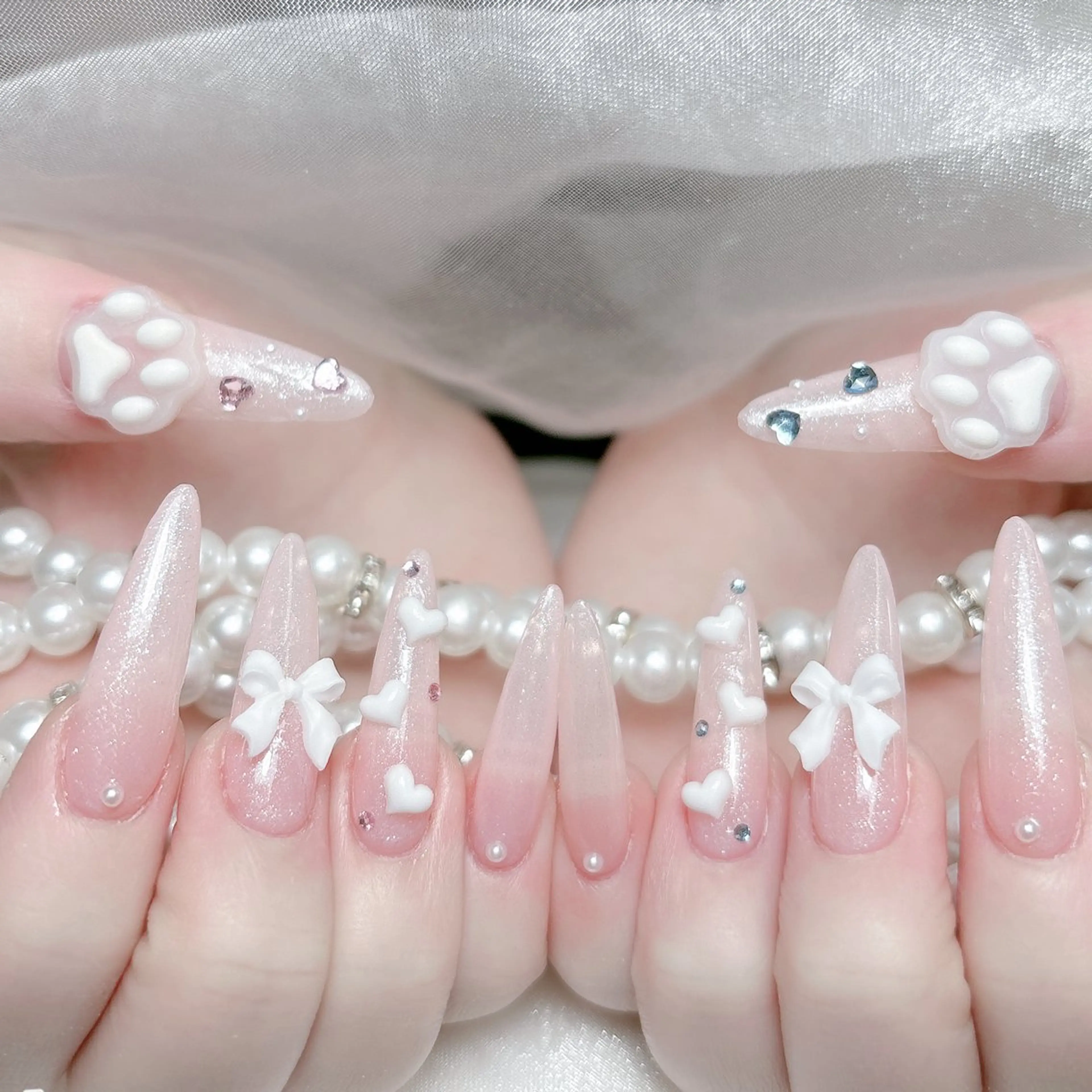 ネイル 成人式 ジェルネイル ロングネイル マグネットネイル ミディアムネイル ハンドネイル MoMoA Nail ネイル長さ出し専門店のネイルデザイン