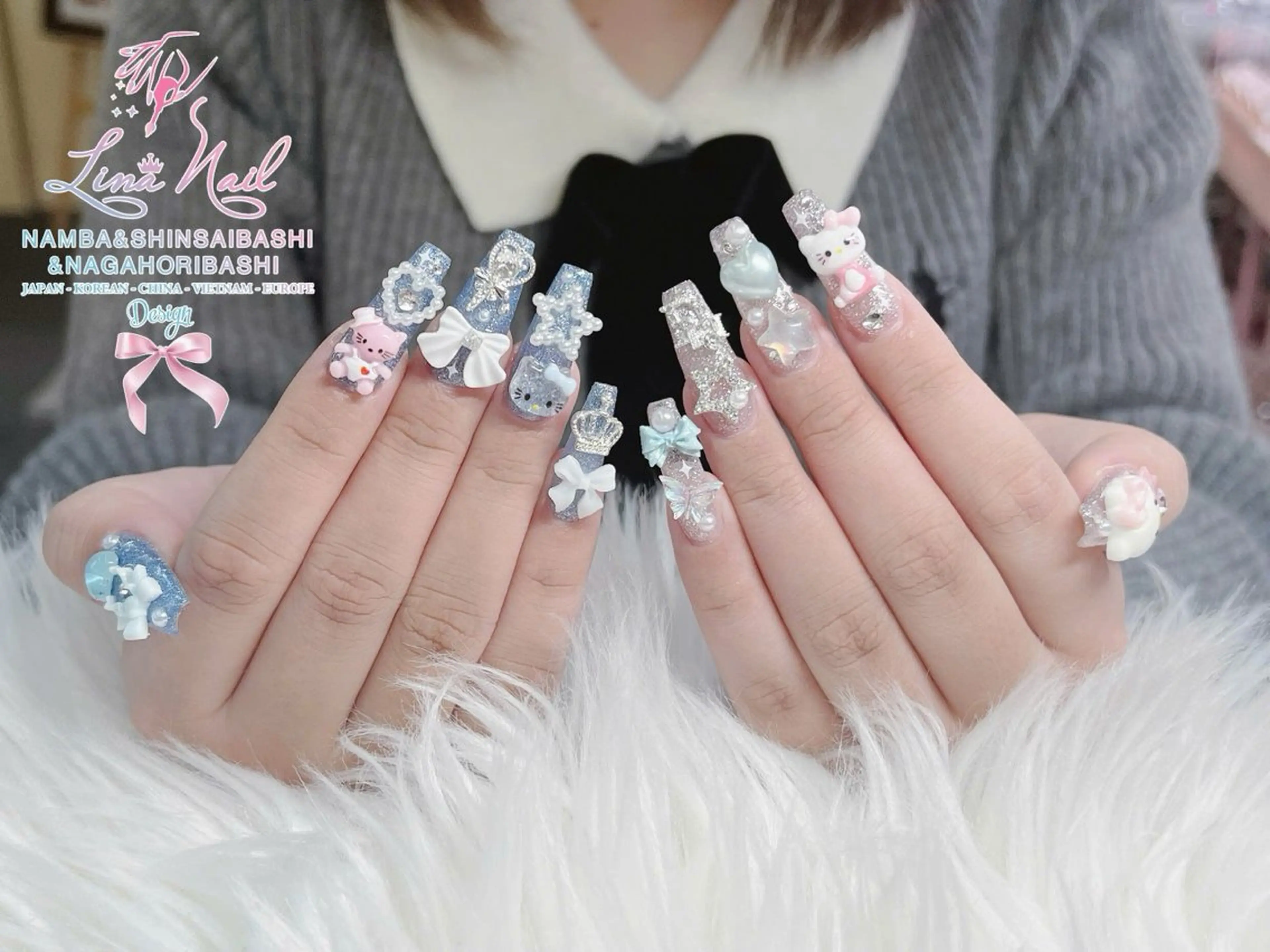 セミロング 韓国風ヘア クリスマス ハンドネイル 79Linanailnamba所属・Linanail Nambaのネイルデザイン