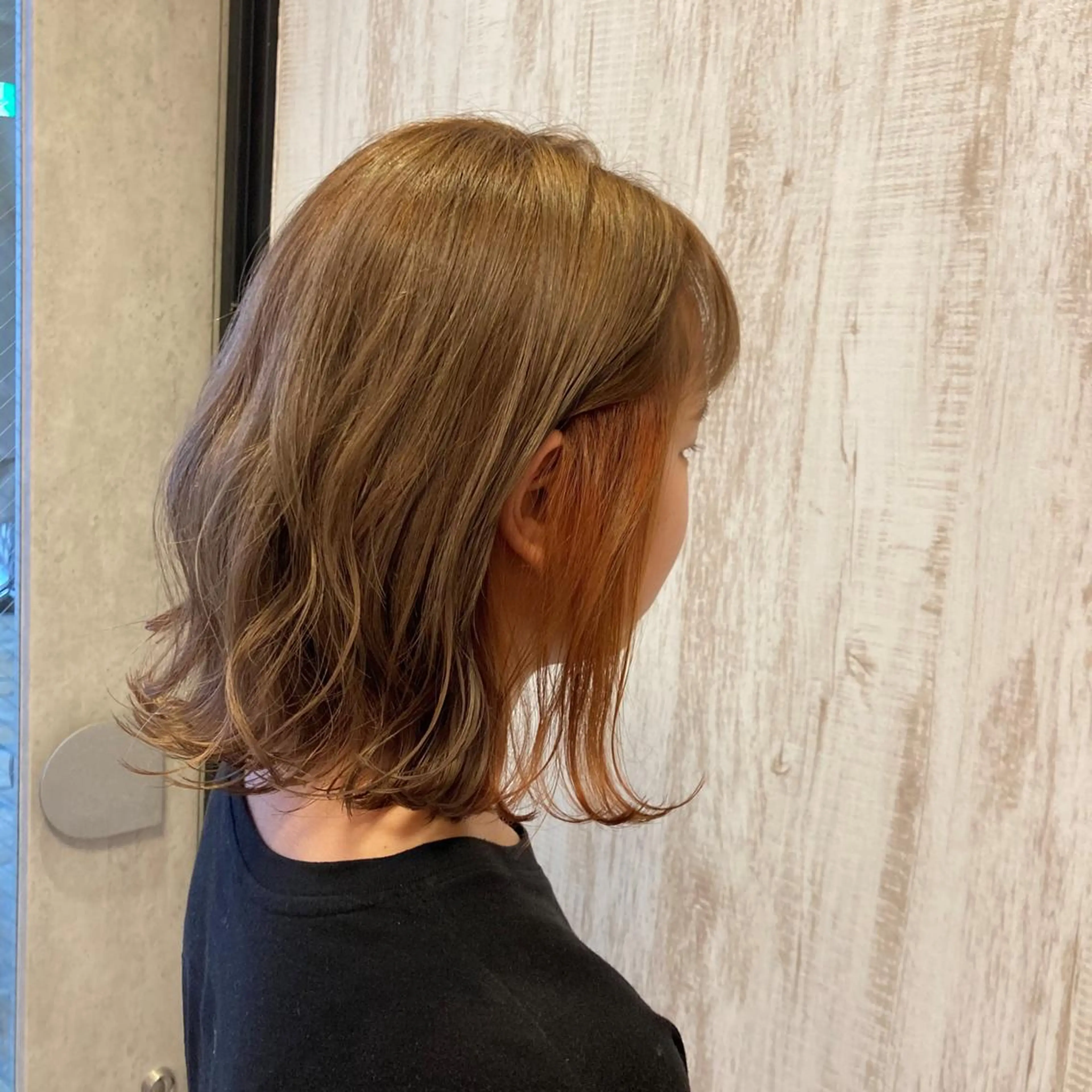 ミディアム カラー イヤリングカラー インナーカラー オレンジ ba-boo 熊本のヘアスタイル