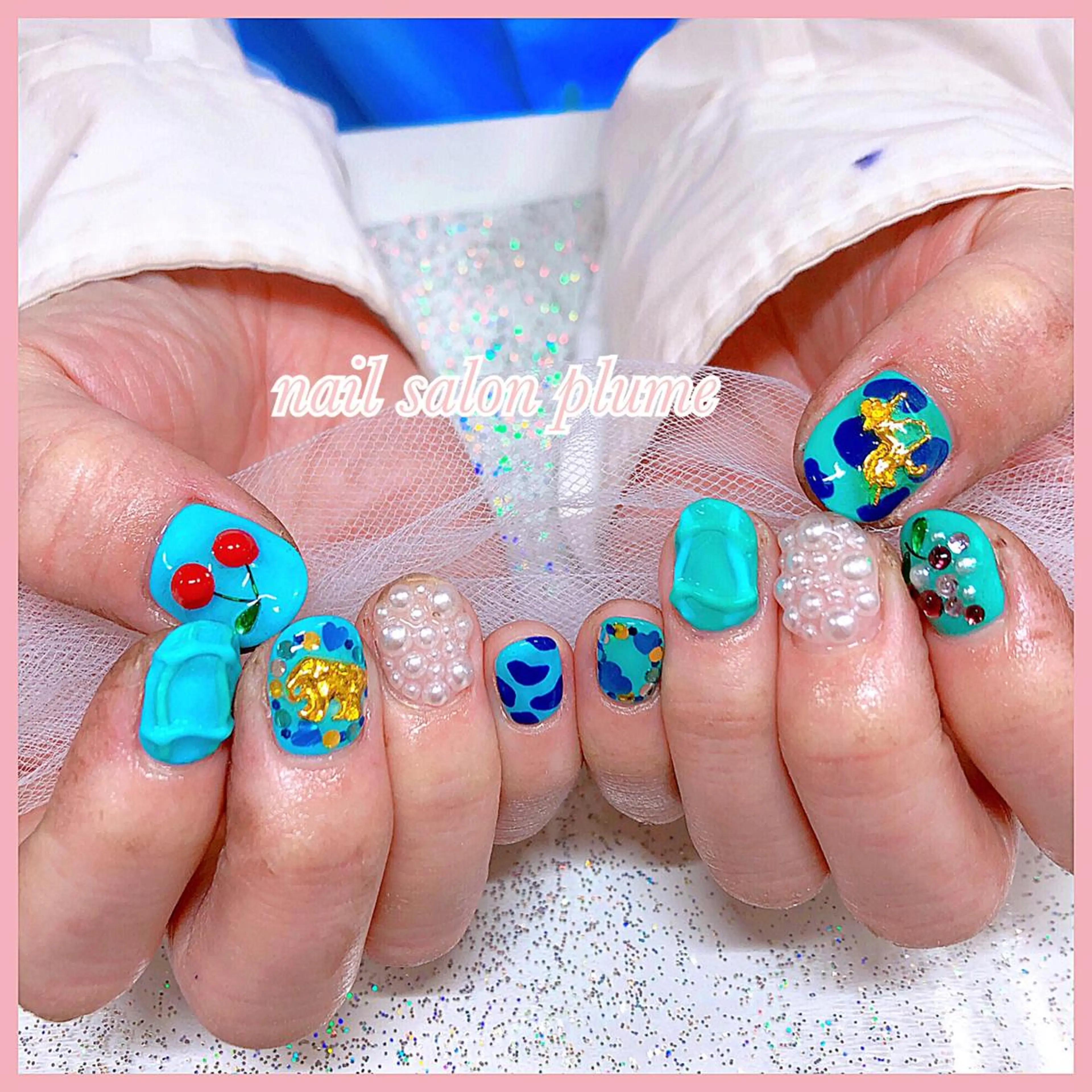 ネイル アートネイル ハート ホログラムネイル キラキラネイル 韓国ネイル ハンドネイル plume nail ☆韓国ネイルのネイルデザイン