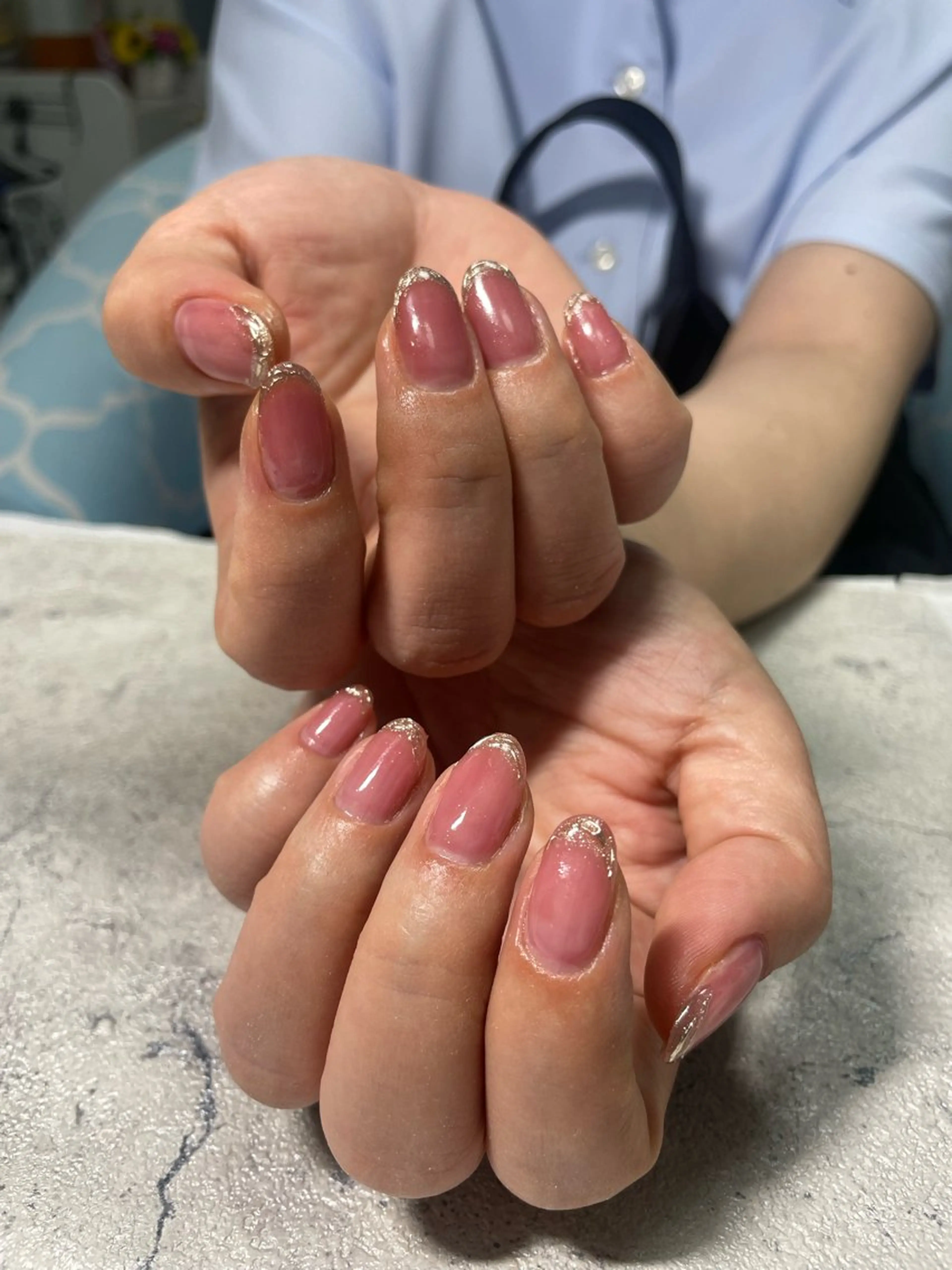 ネイル フレンチネイル ミラーネイル はるひな ねいるのネイルデザイン