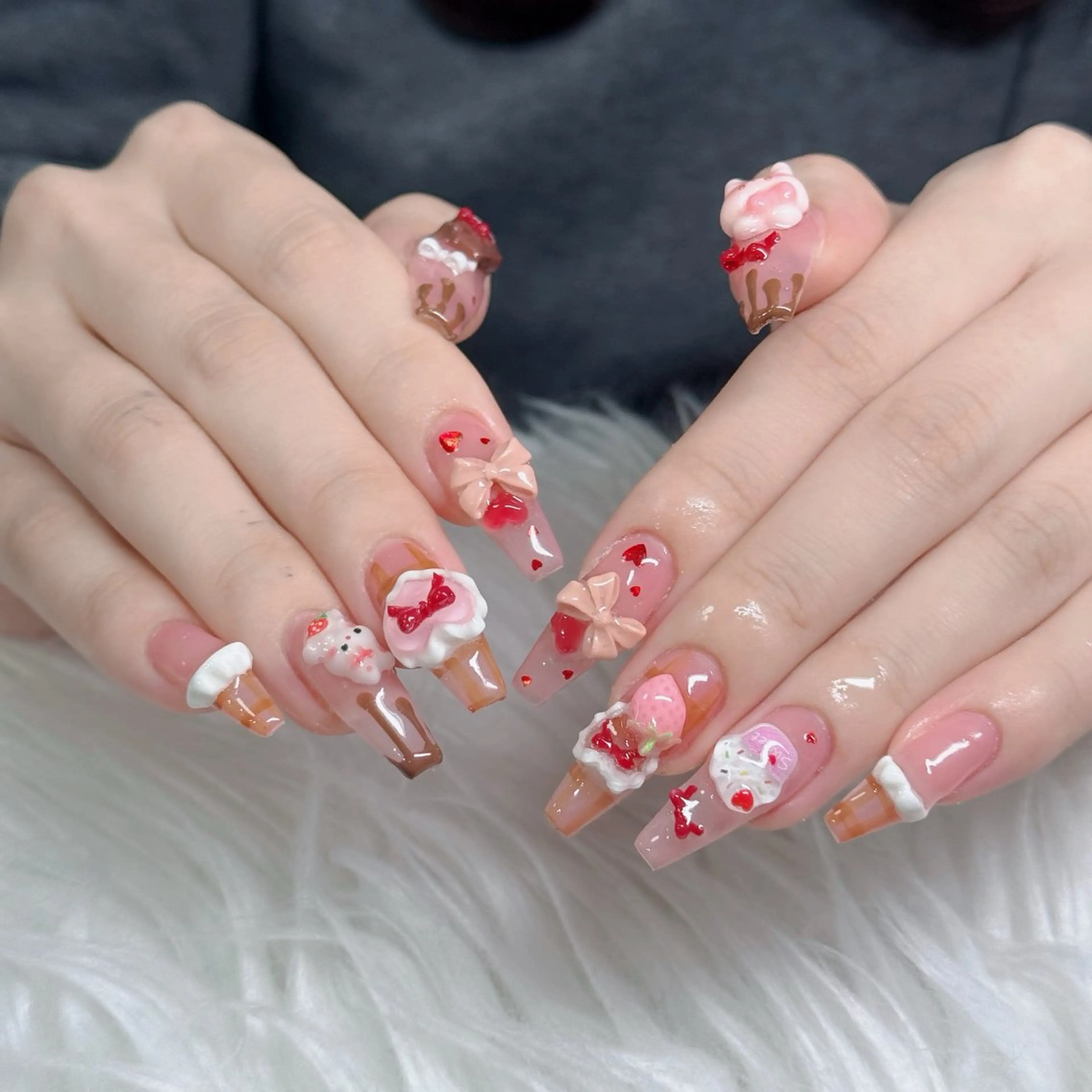 ネイル フットネイル フレンチネイル グラデーション 韓国ネイル ロングネイル ハンドネイル Hani Nail Salonのネイルデザイン