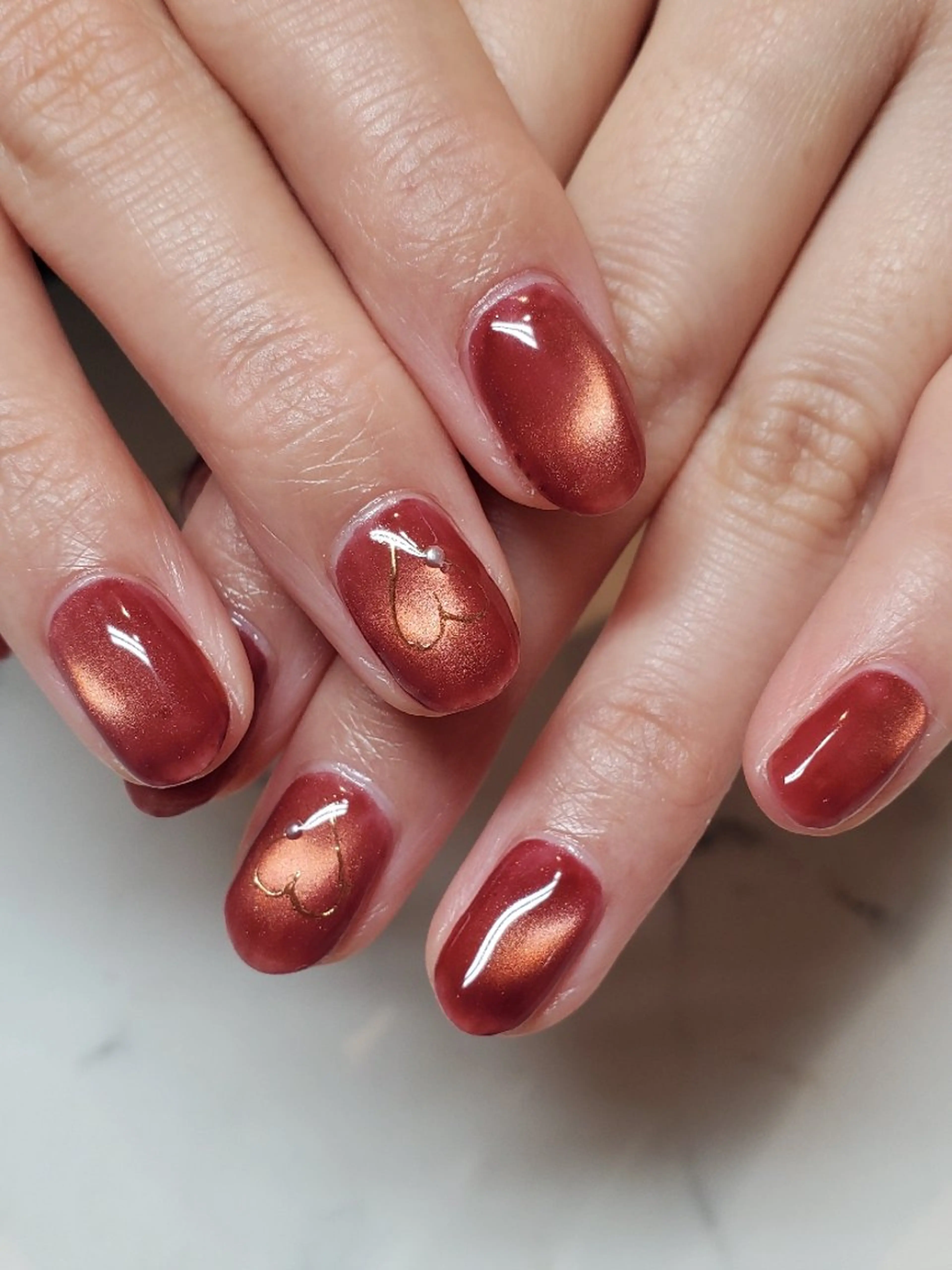 ネイル アートネイル ボルドー マグネットネイル ミラーネイル ୨୧arc マツダ୨୧のネイルデザイン
