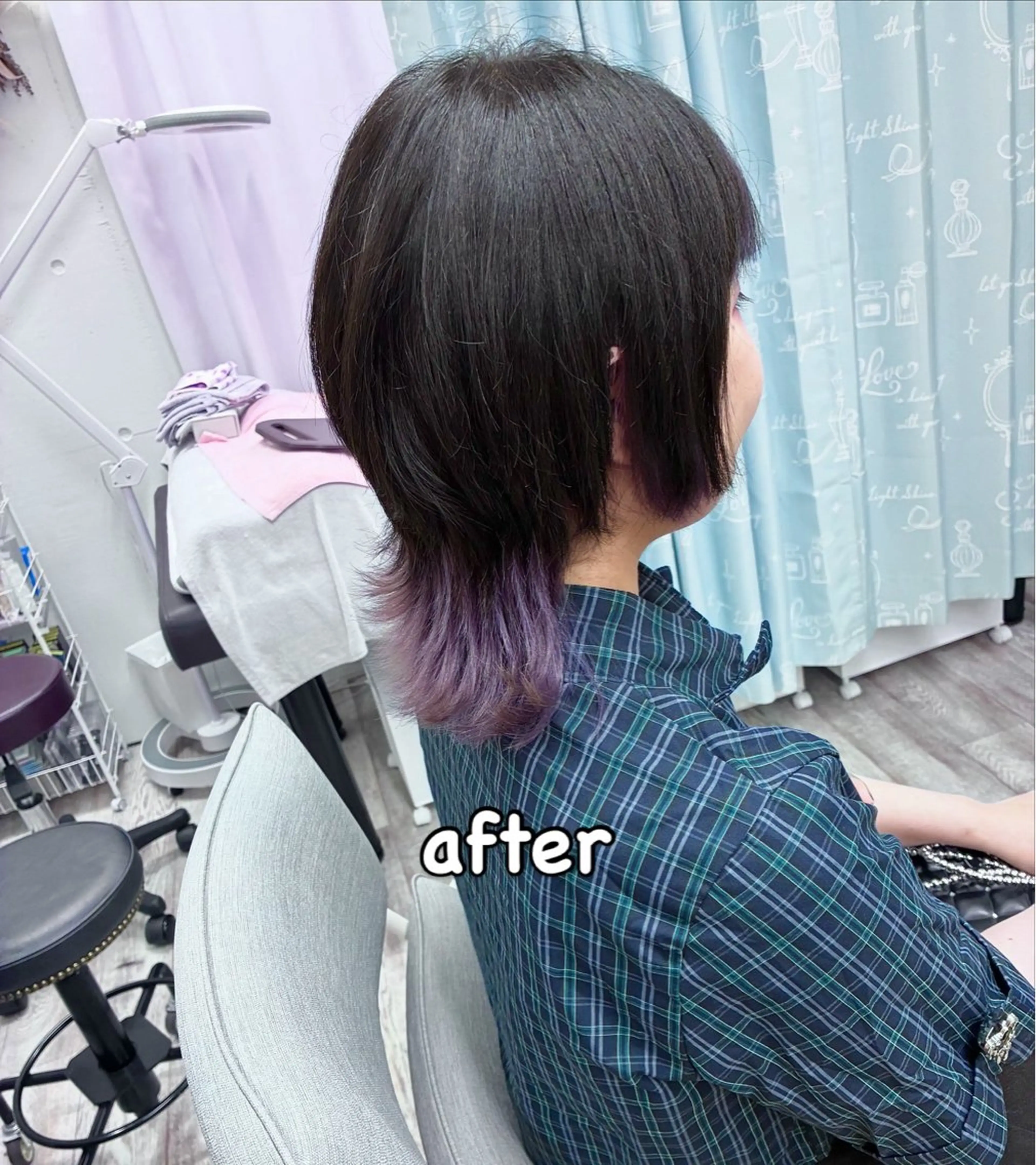 ミディアム カラー ブリーチ パープルカラー カット ヘアカラー ミルミー美容室所属・🦄💒💓齎藤 七海子🦄💒💓のマツエク・マツパデザイン