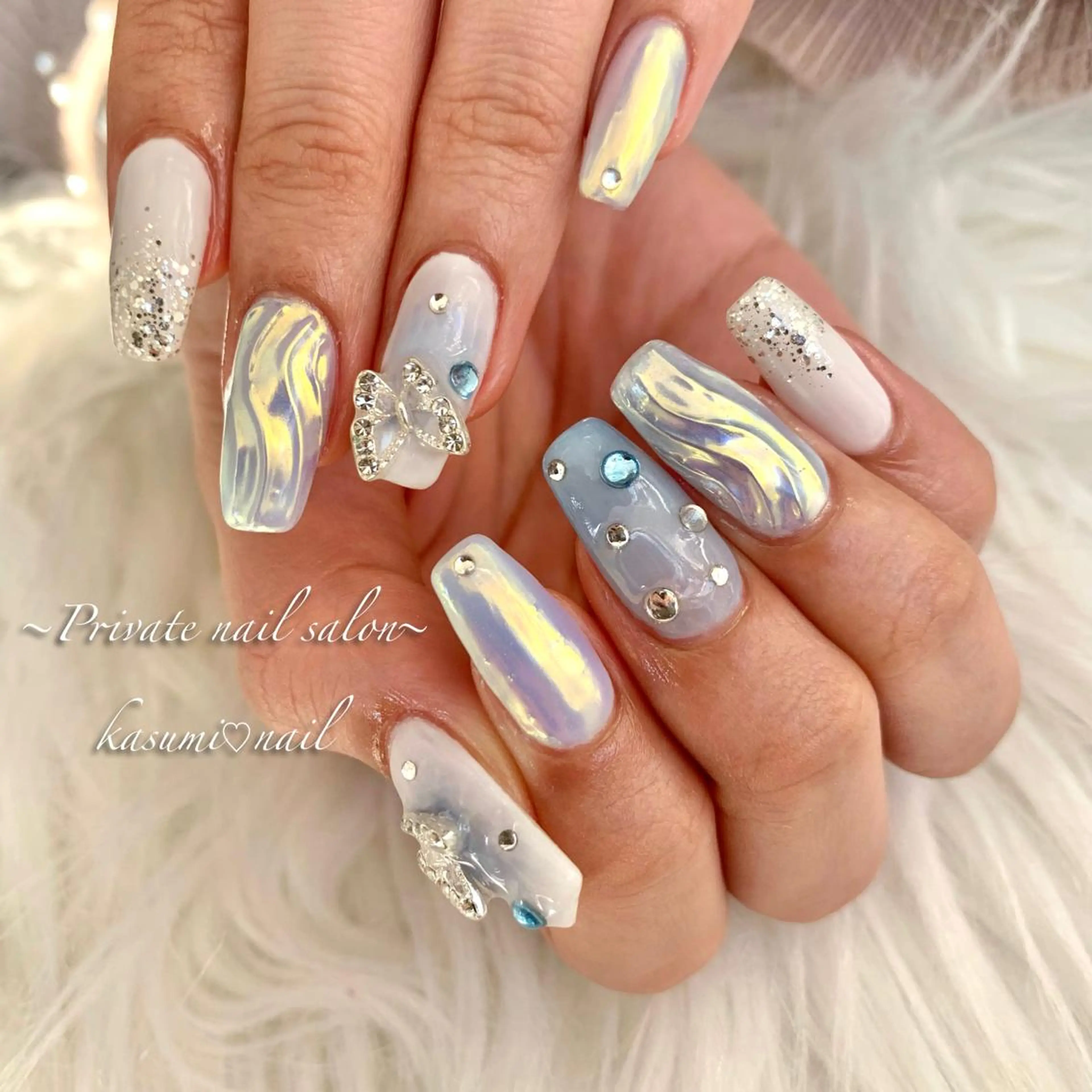 ネイル アートネイル ラメ(グリッター) マグネットネイル ミラーネイル 持ち込み KASUMI♡ Nailのネイルデザイン