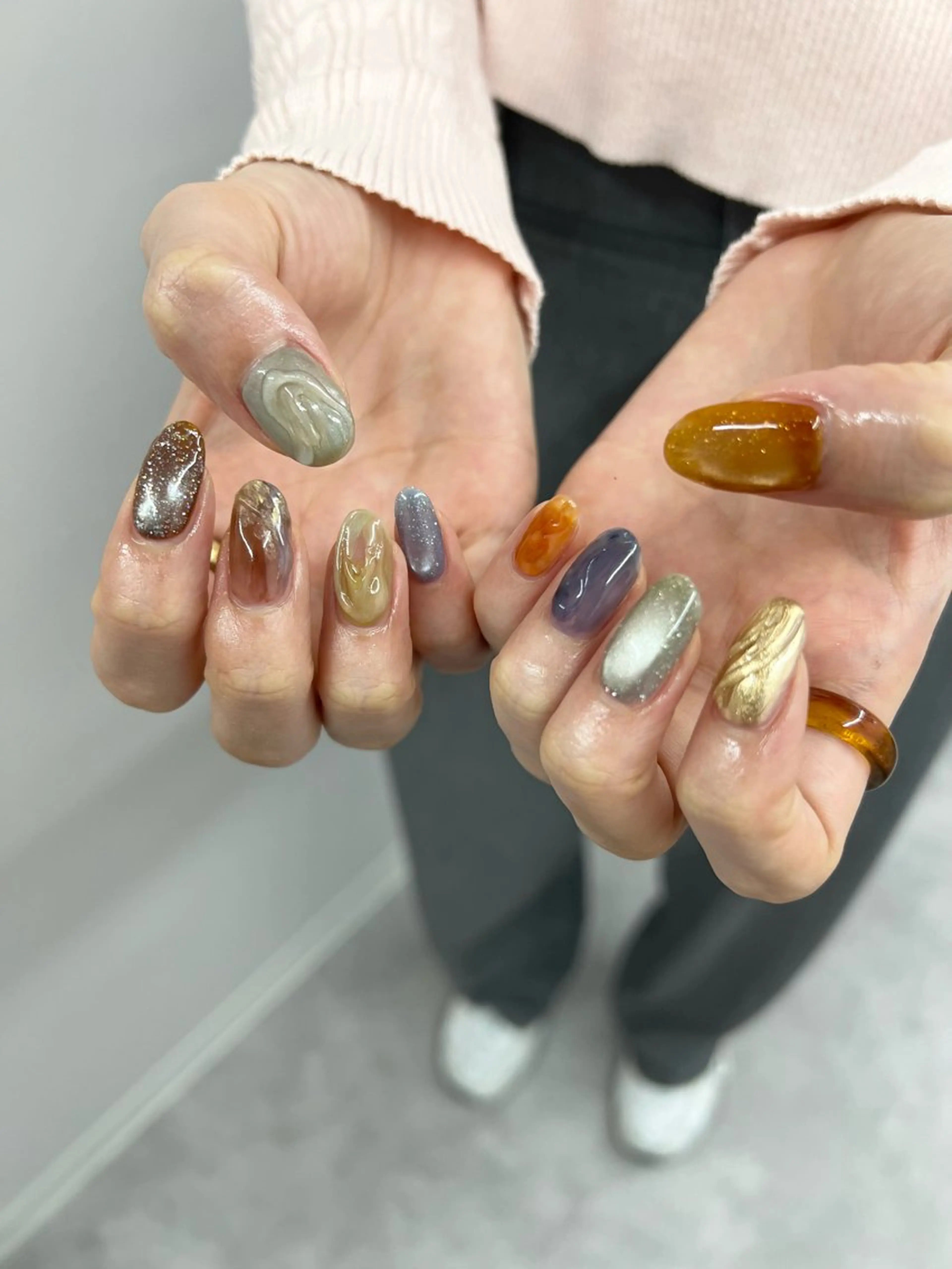 ネイル フラッシュネイル ジェルネイル マグネットネイル ニュアンスネイル パラジェル ハンドネイル ハンドケア Bana_ Nailのネイルデザイン