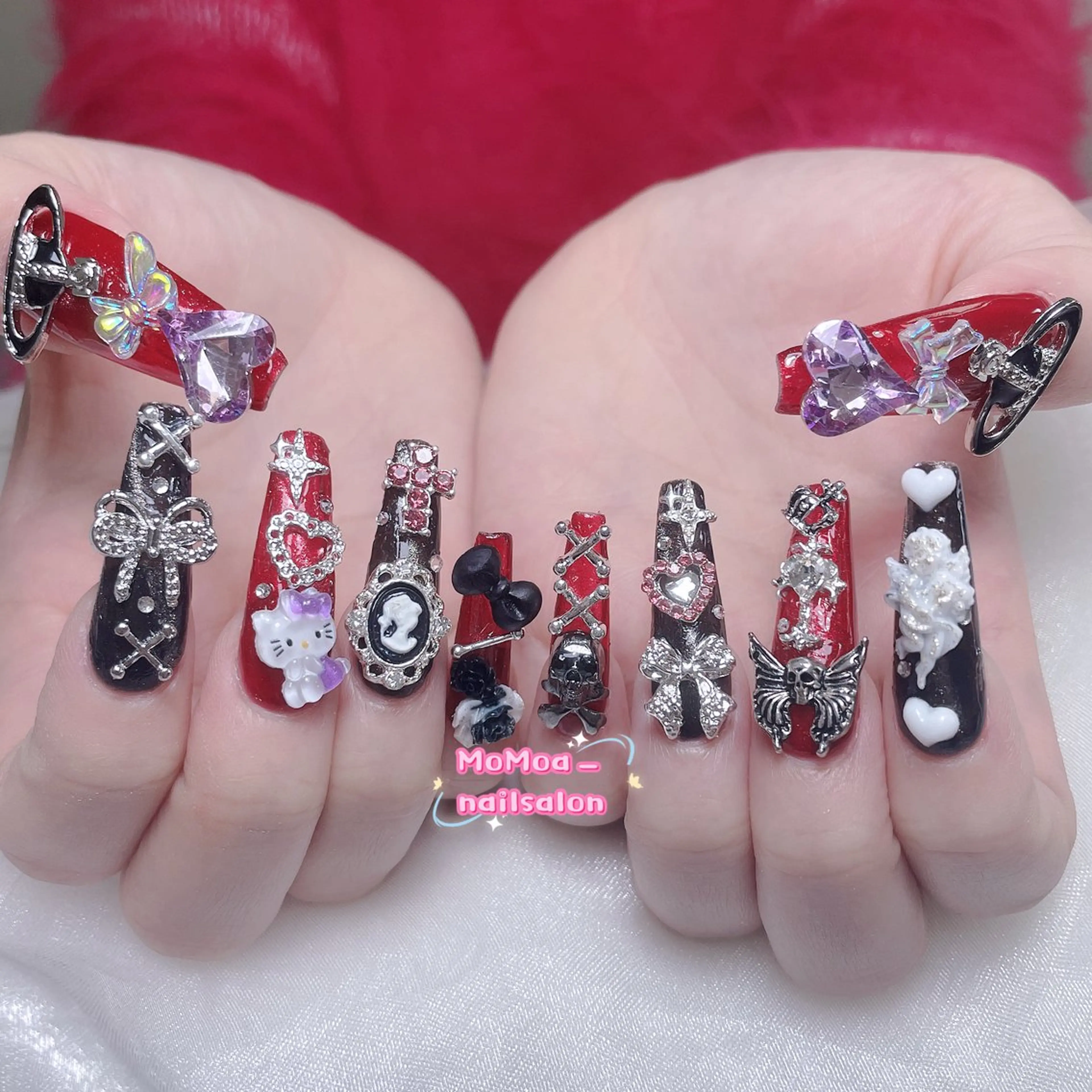 ネイル 成人式 ジェルネイル ネイルチップ 冬ネイル クリスマス ハンドネイル MoMoA Nail ネイル長さ出し専門店のネイルデザイン