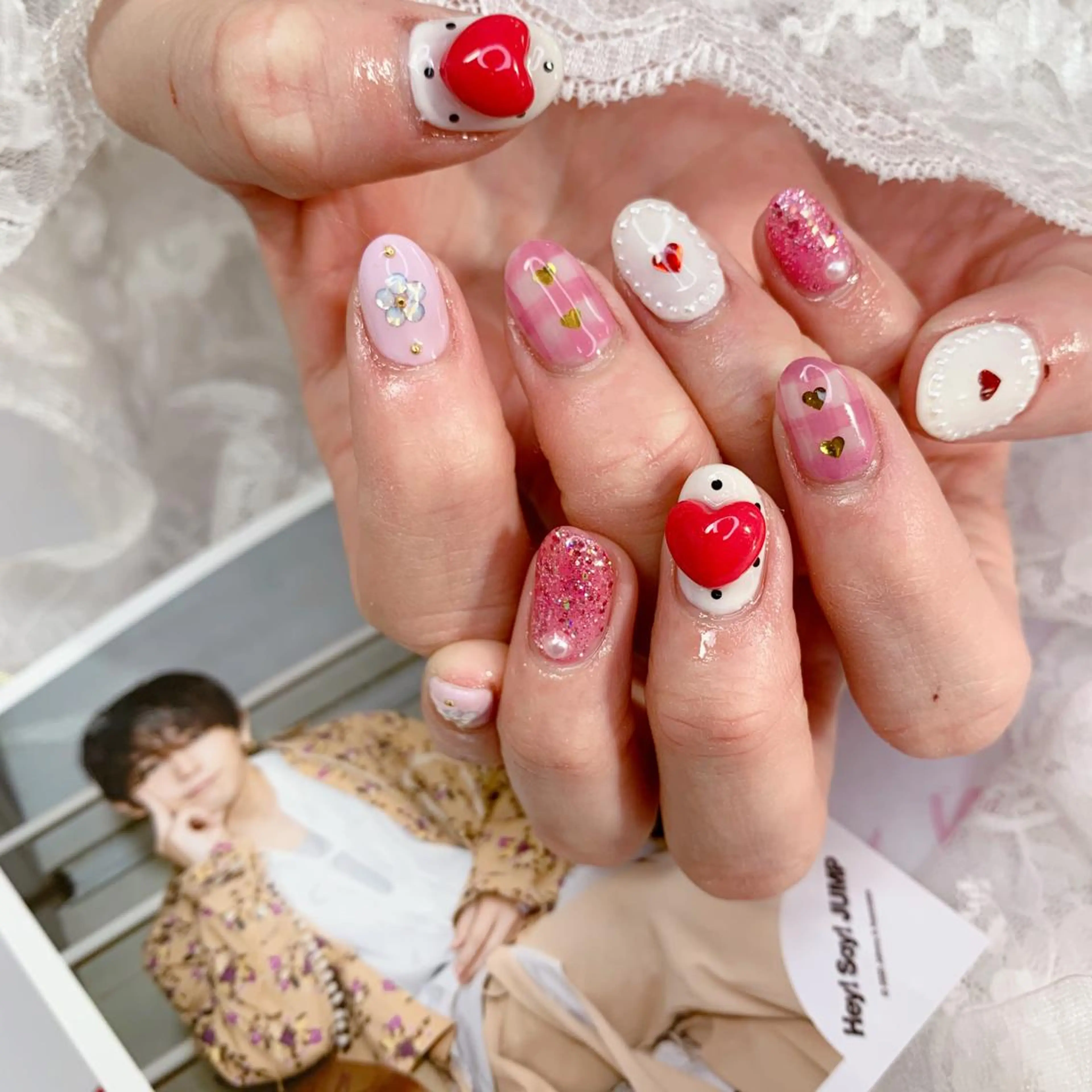 ネイル ハート ハンドネイル La neige* yuki 🥯🍑のネイルデザイン